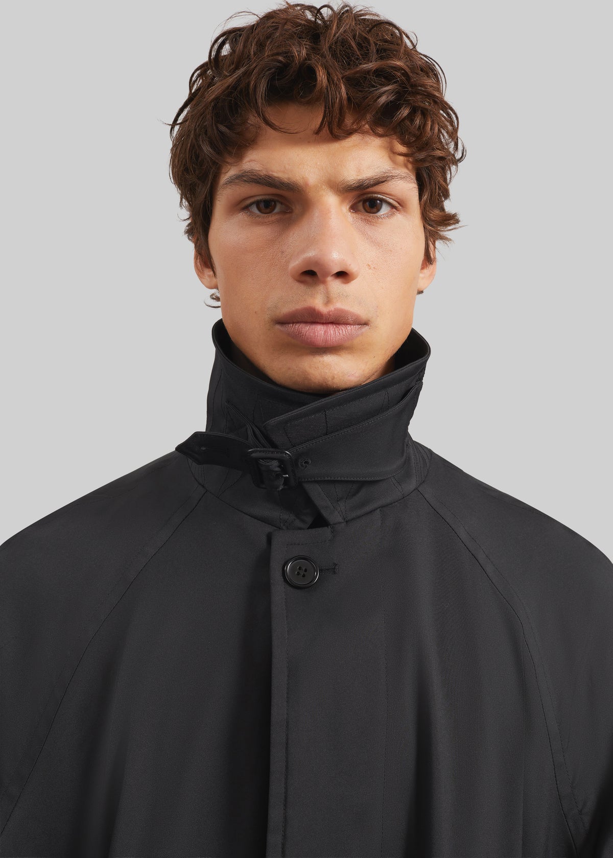 Nils Raglan Sleeve Trench Coat - Black - 3