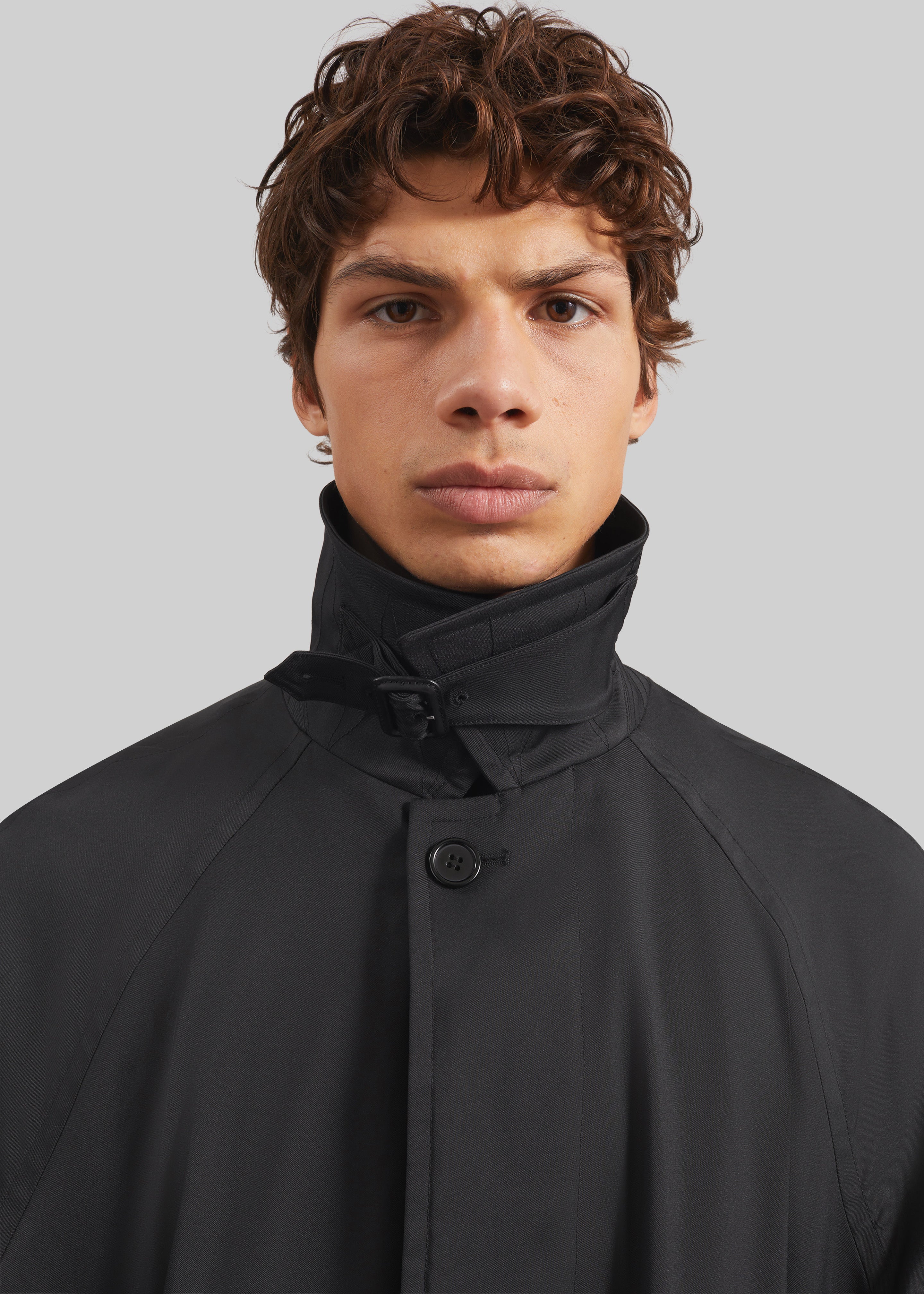 Nils Raglan Sleeve Trench Coat - Black - 3