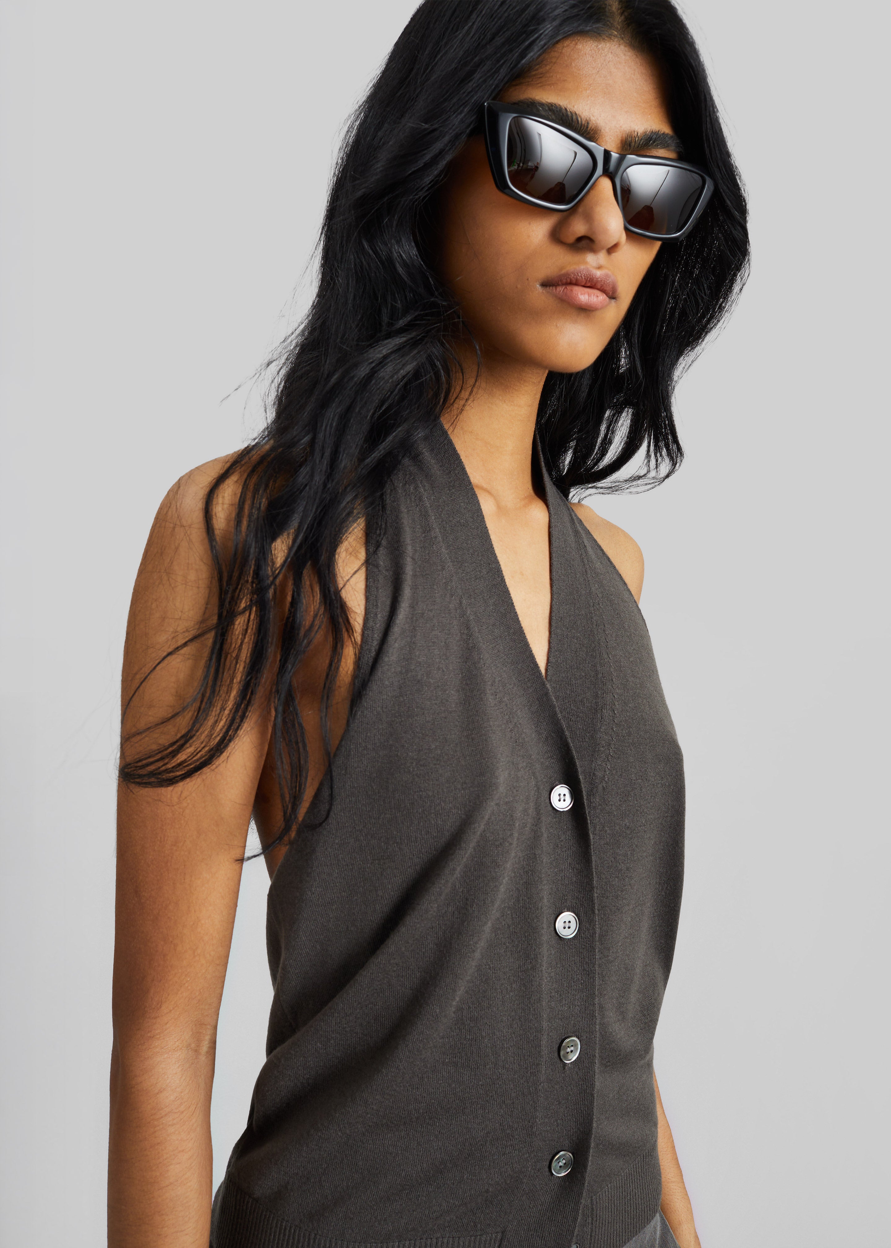 Nimi Knit Halter Top - Charcoal - 4