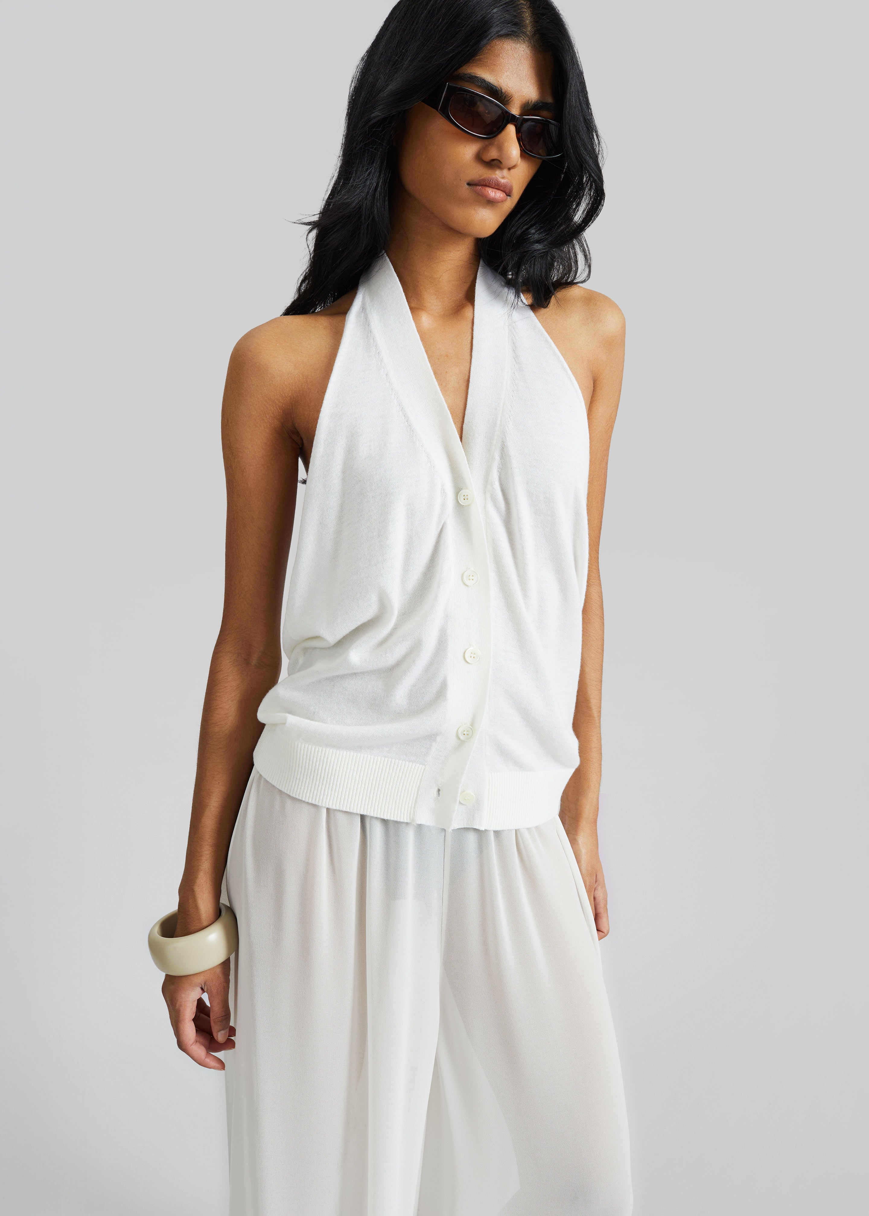 Nimi Knit Halter Top - White - 5