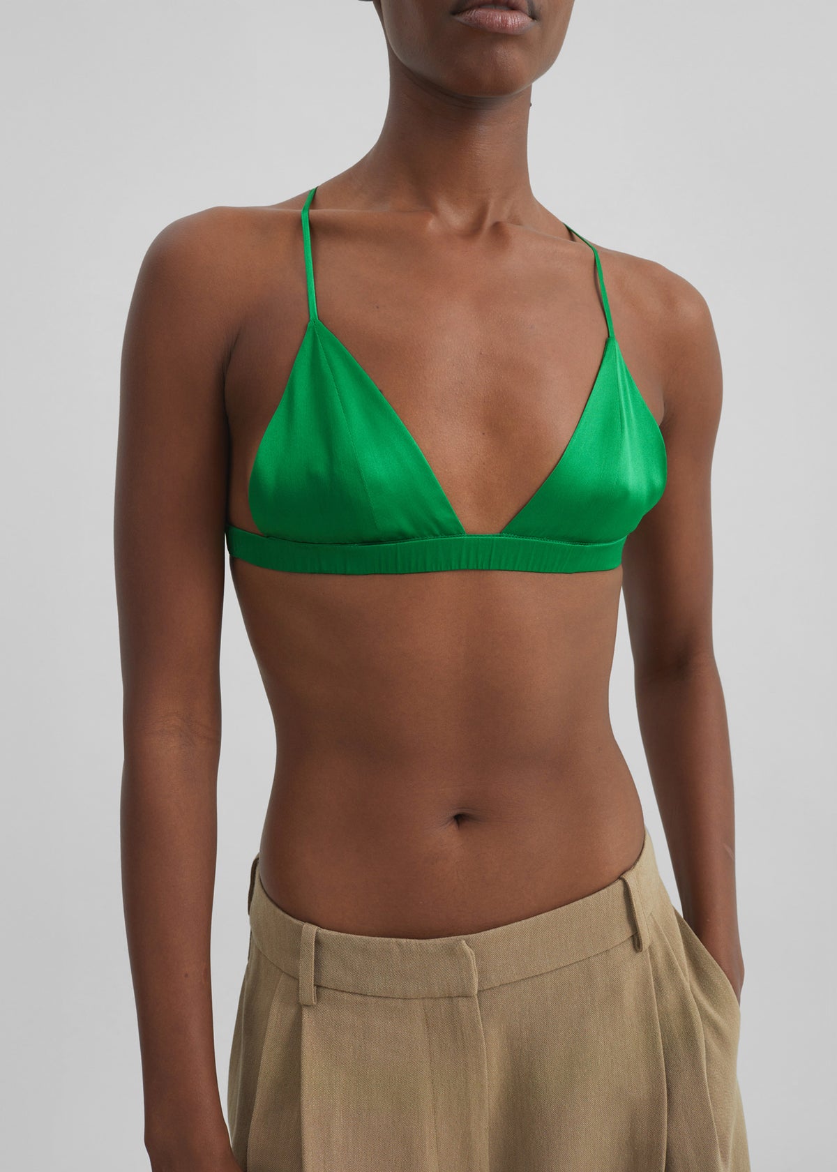 Nina Silk Bralette - Kelly Green - 3