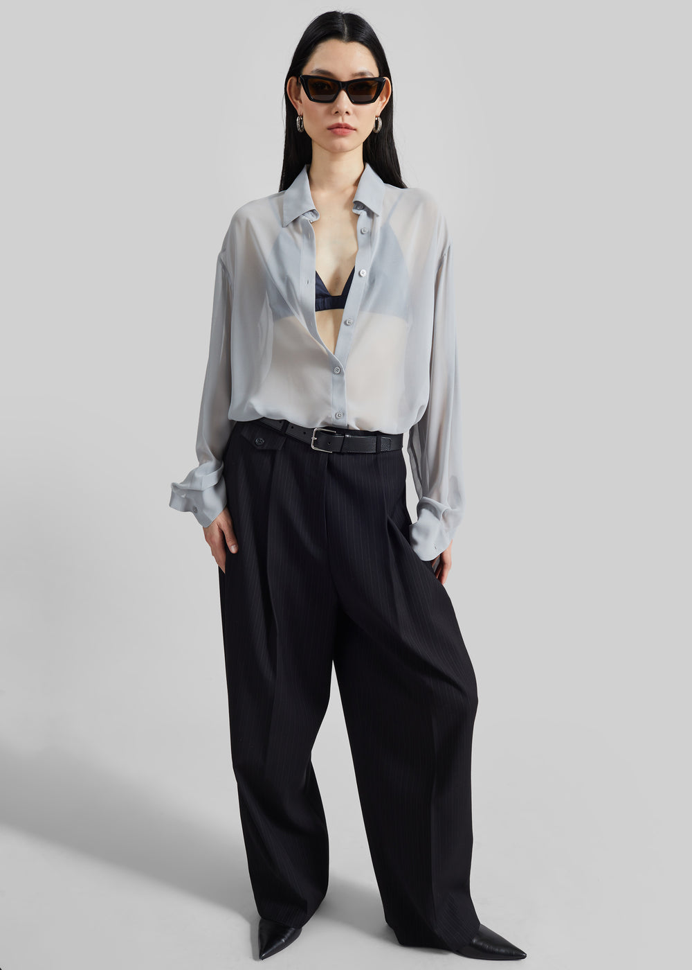 Nina Silk Bralette - Navy - 1