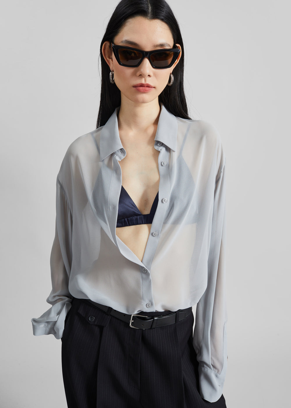 Nina Silk Bralette - Navy