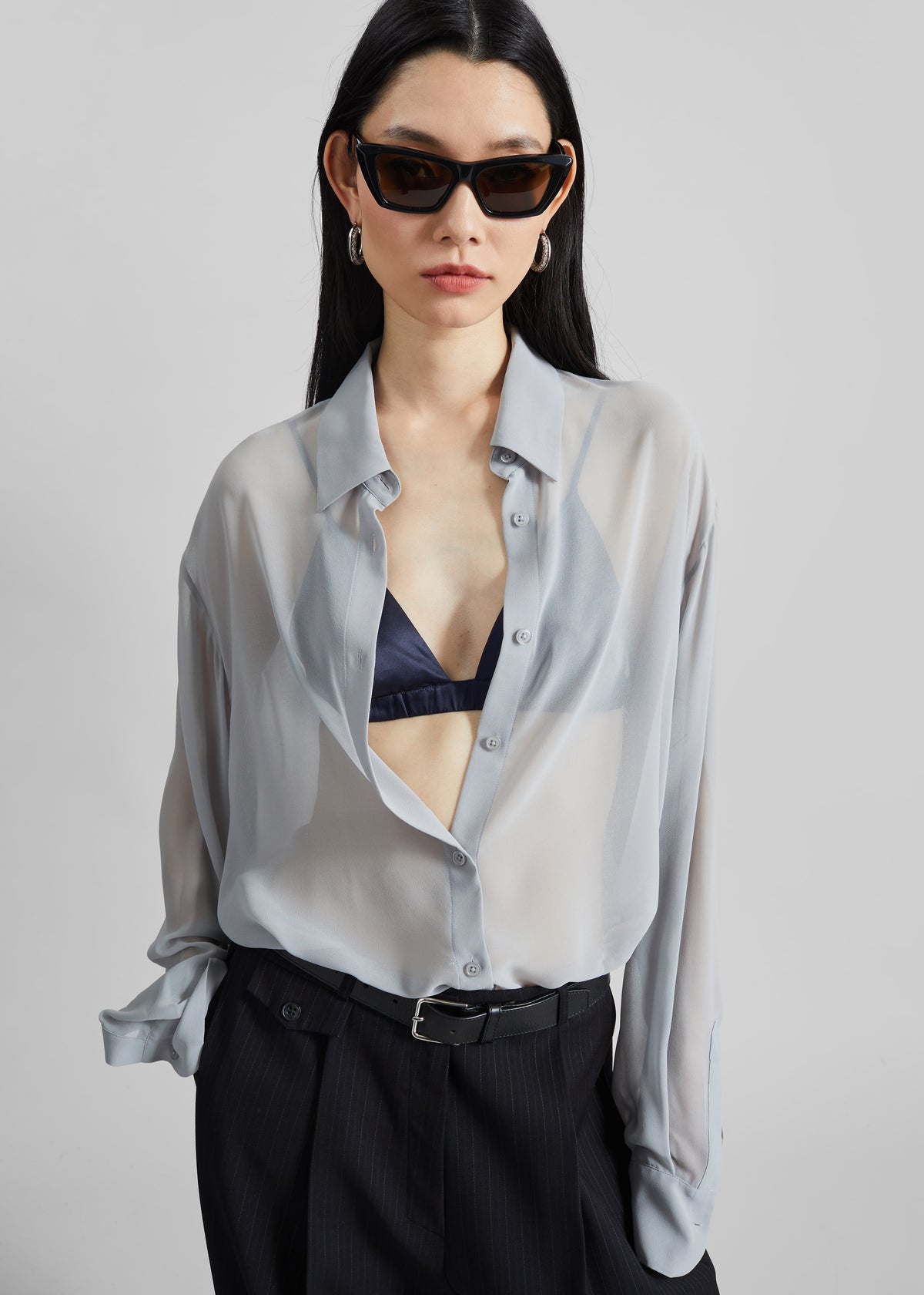 Nina Silk Bralette - Navy - 4