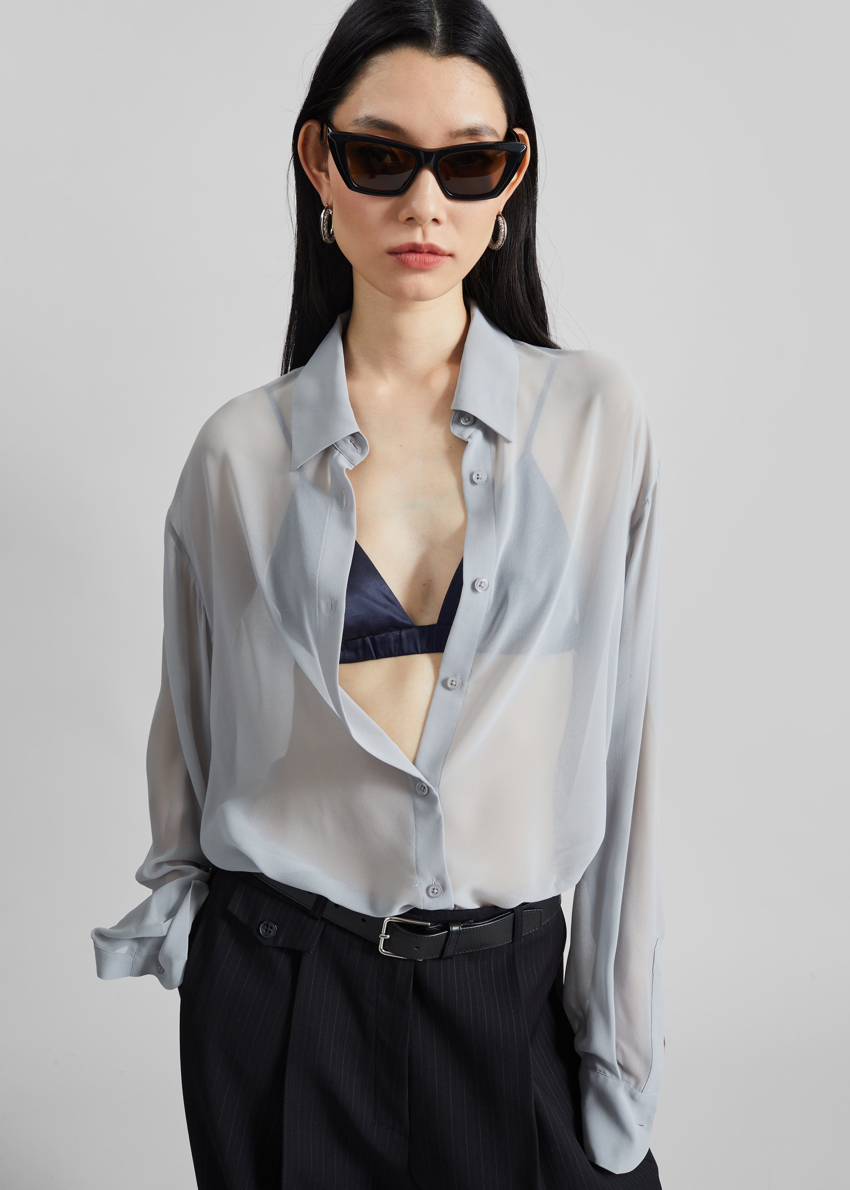 Nina Silk Bralette - Navy - 4