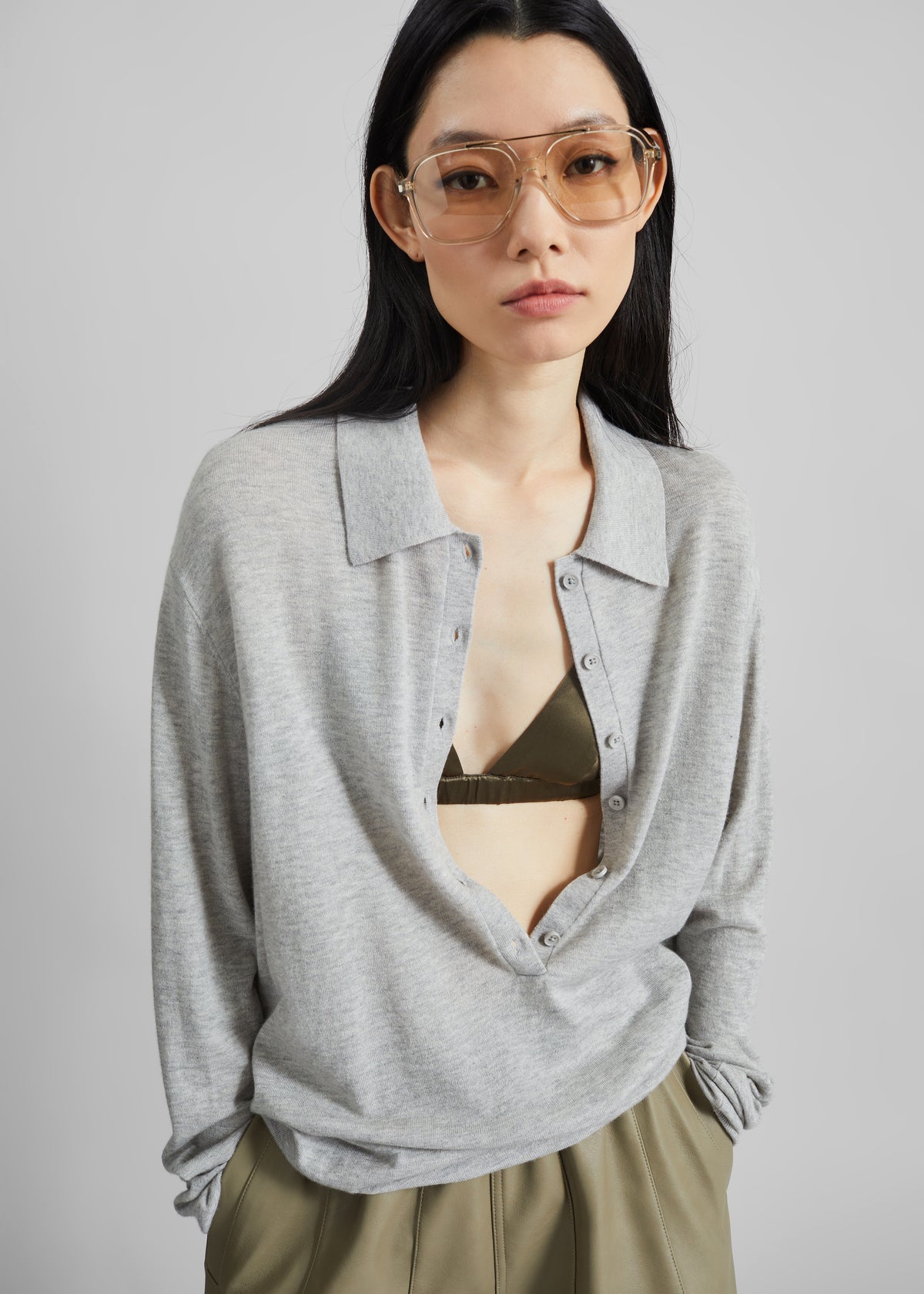 Nina Silk Bralette - Olive - 6