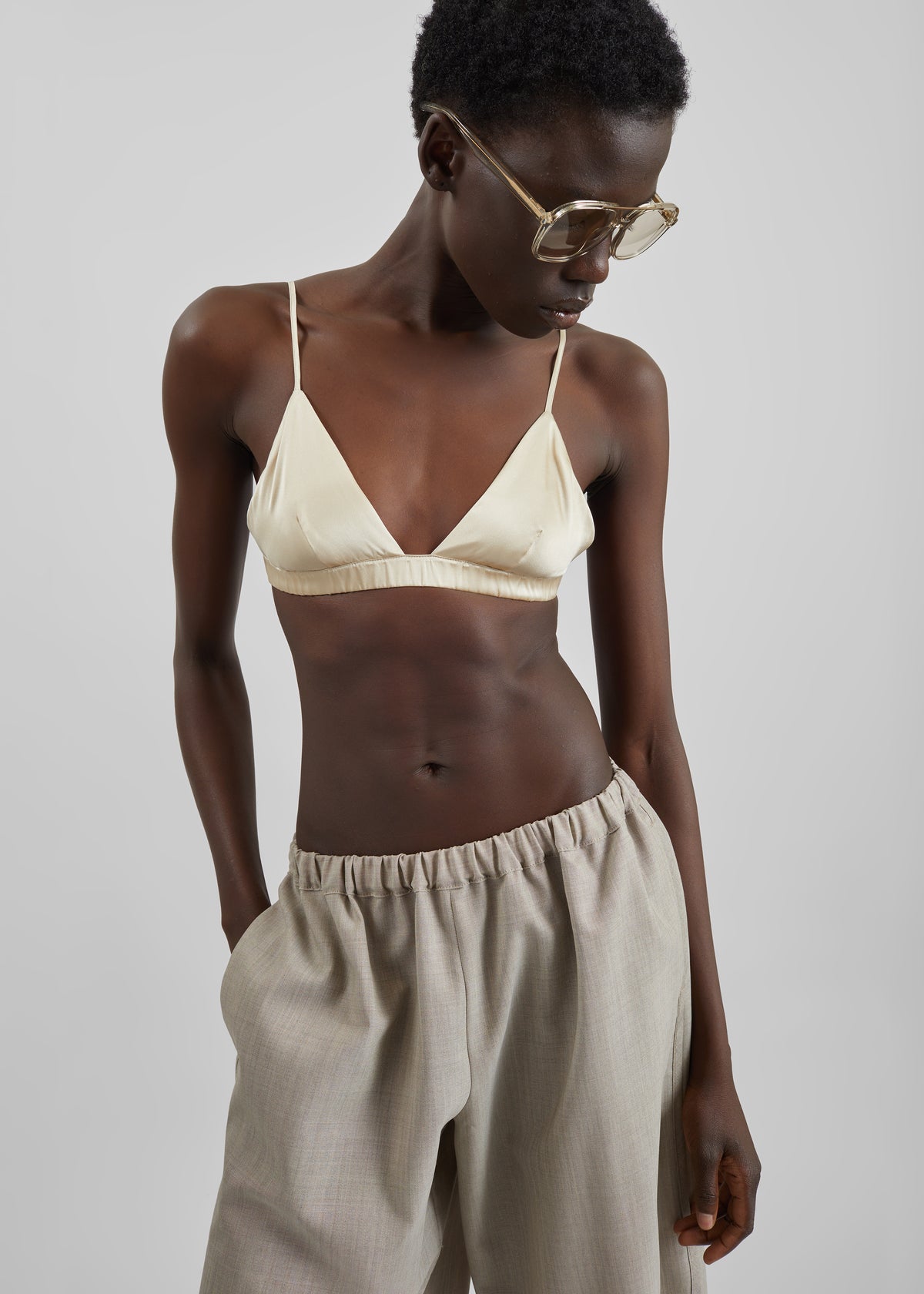 Nina Silk Bralette - Champagne - 2