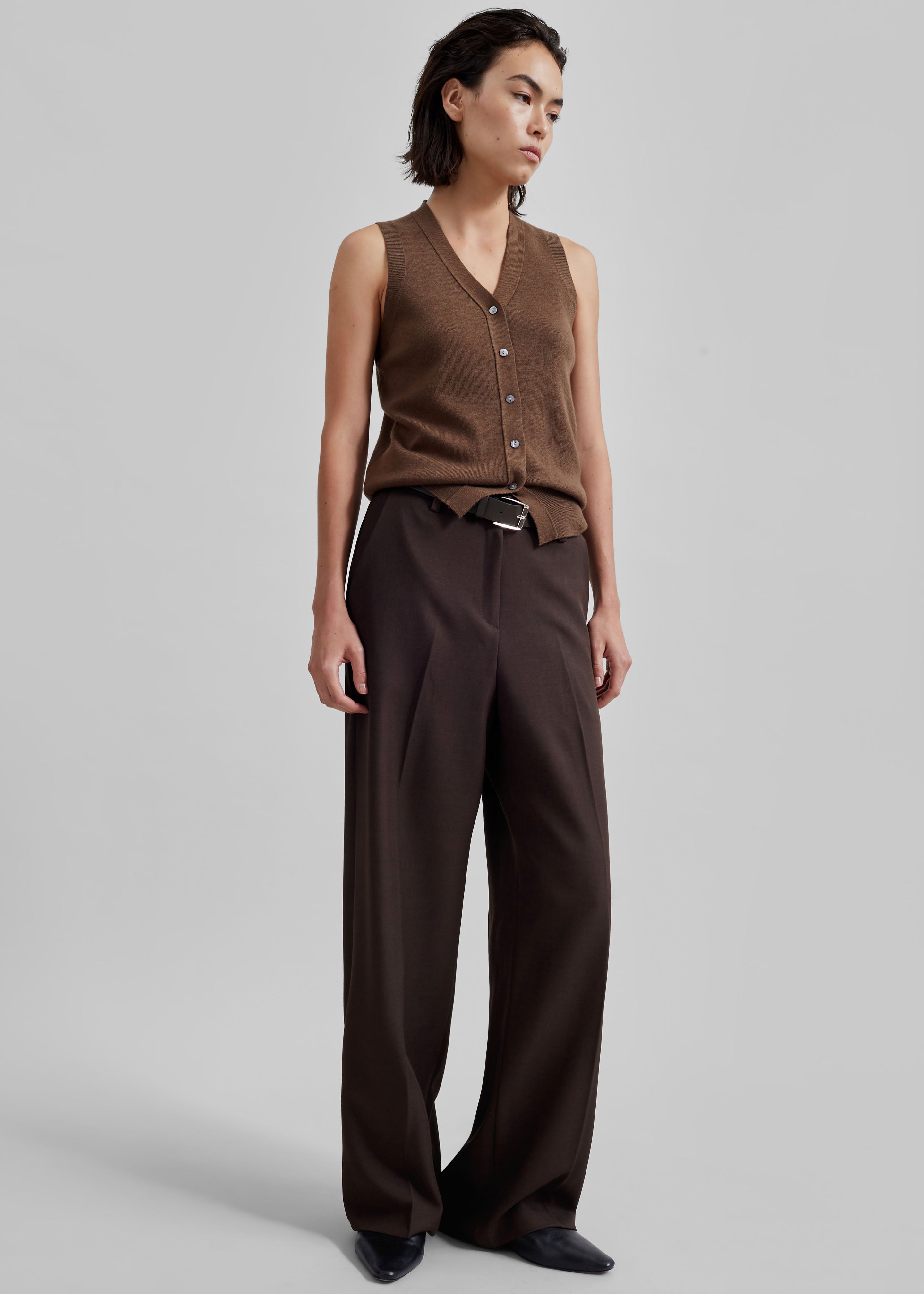 Nisha Pintuck Trousers - Brown - 8