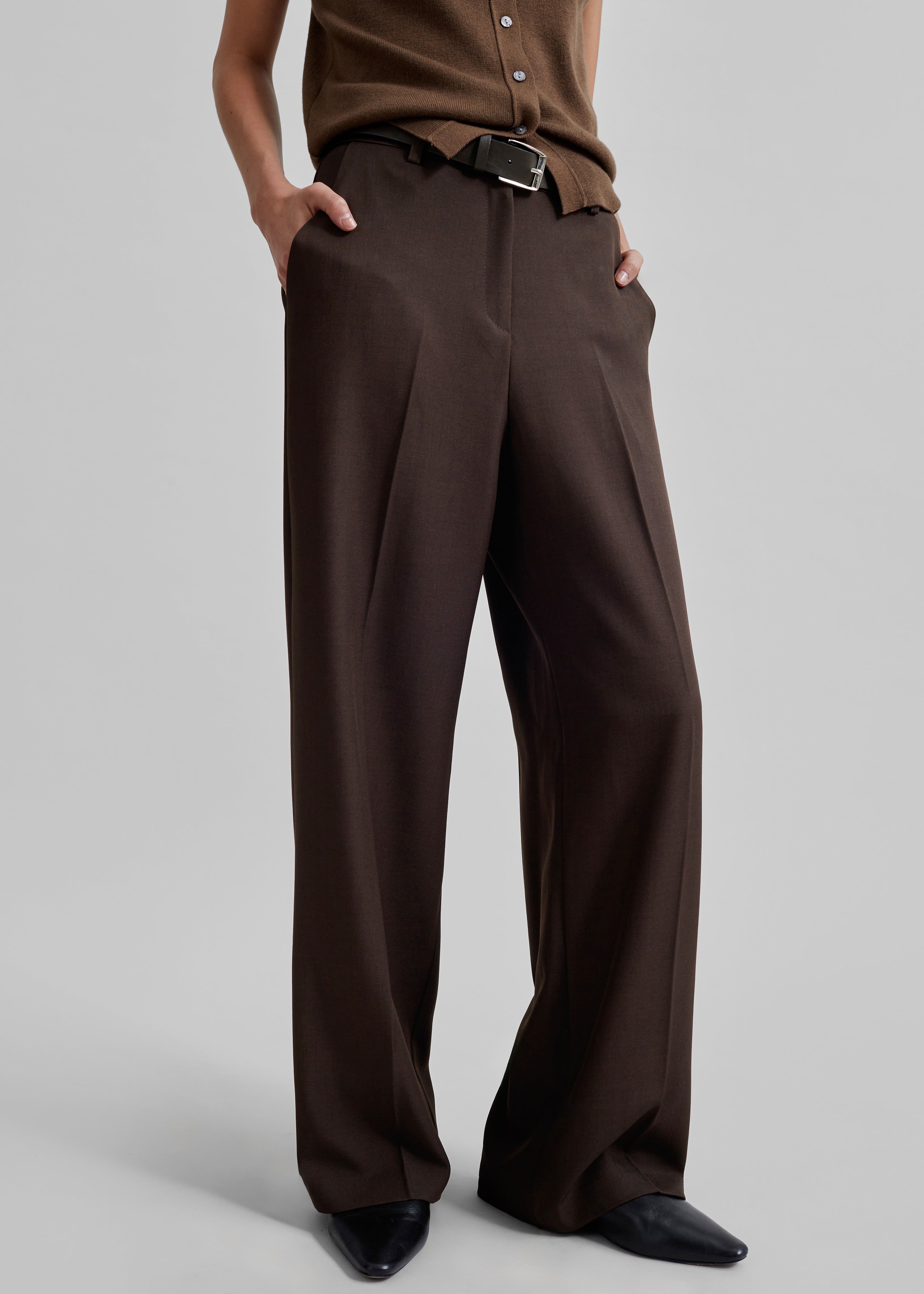 Nisha Pintuck Trousers - Brown - 9