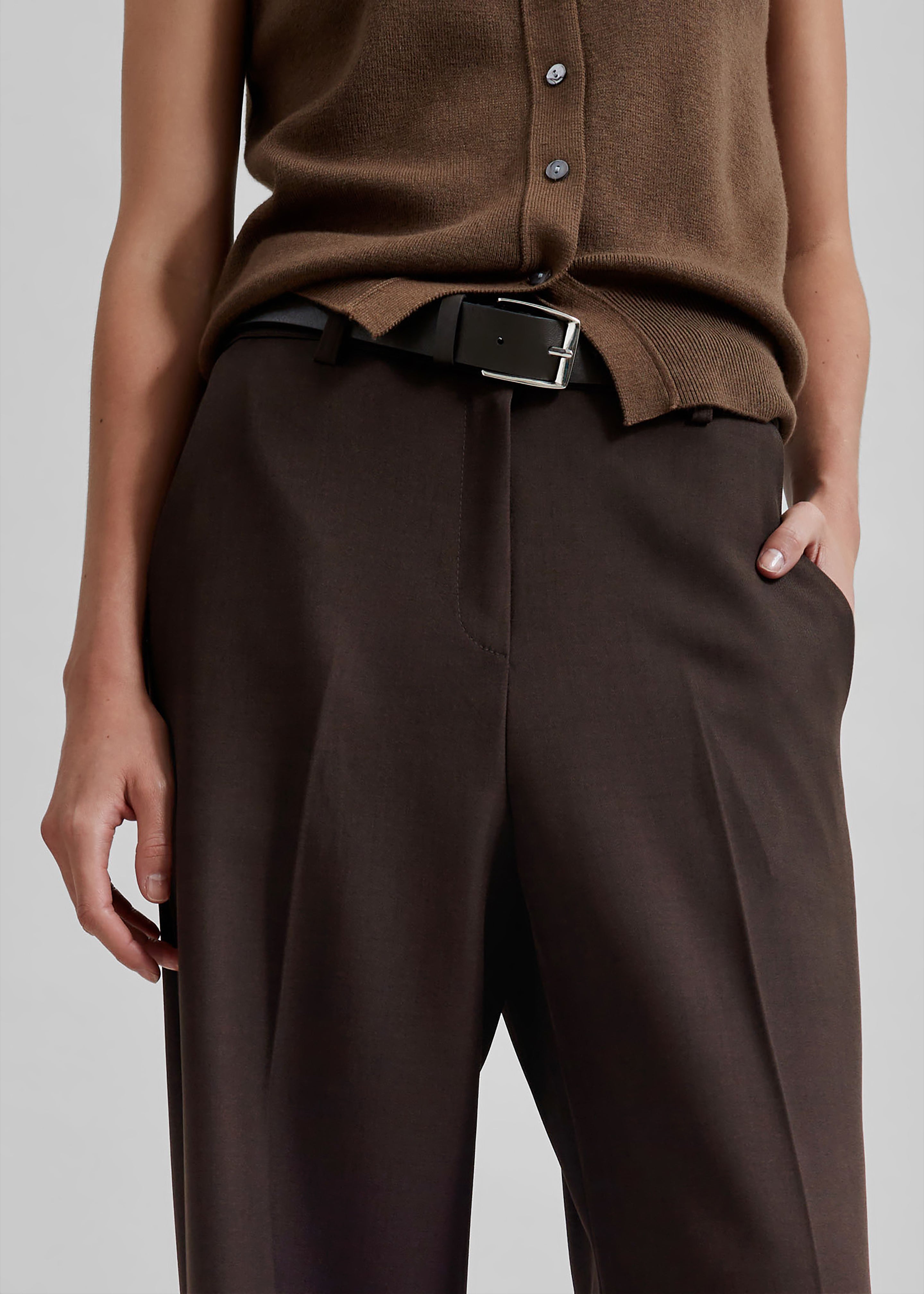 Nisha Pintuck Trousers - Brown - 3