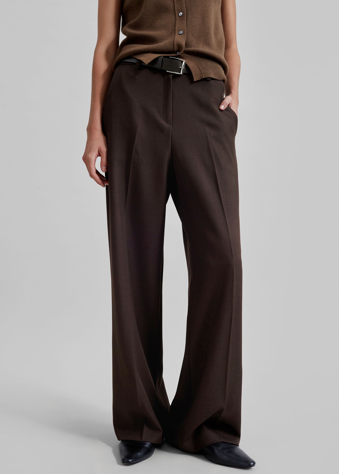 Nisha Pintuck Trousers - Brown - 1