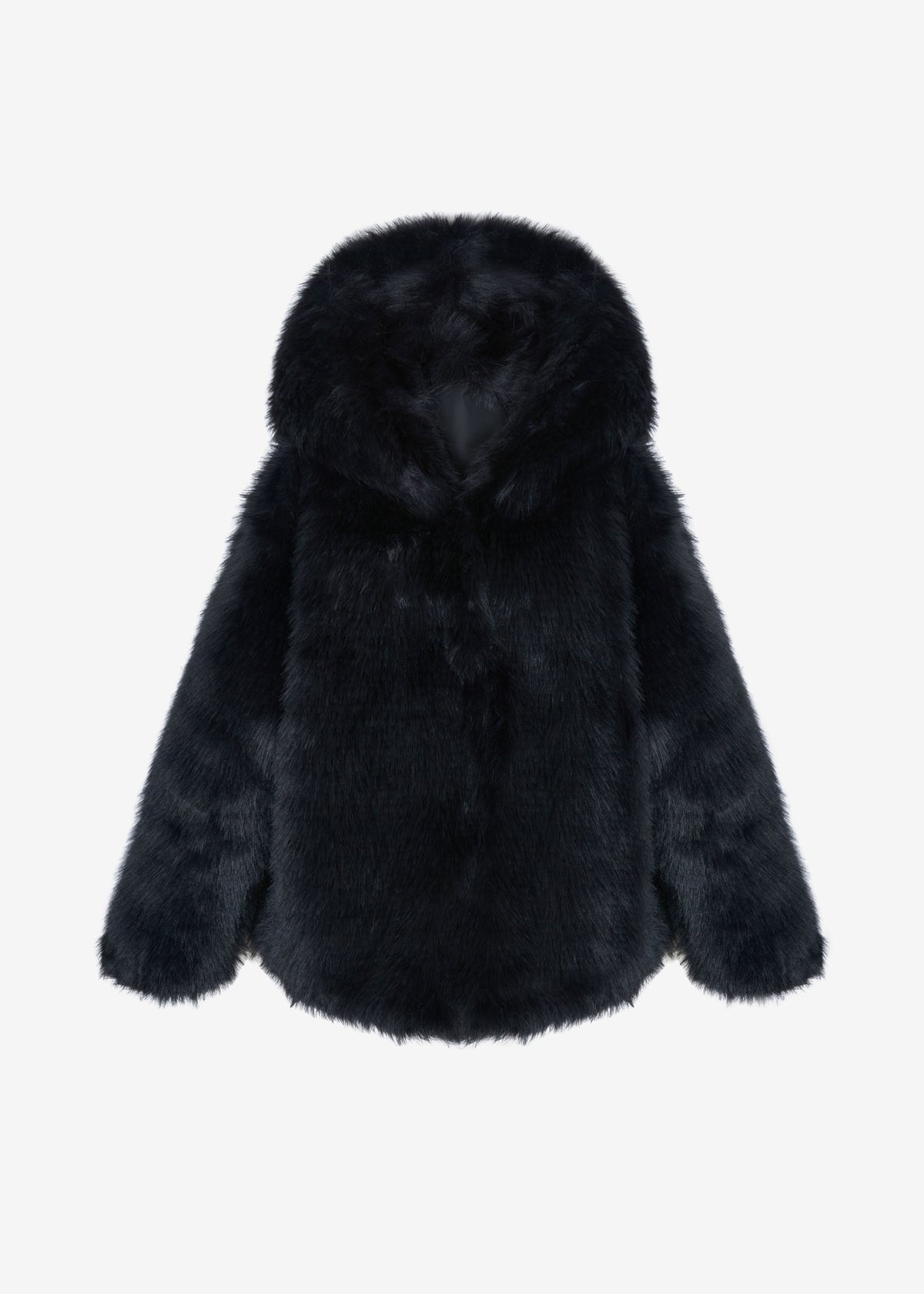 Nivala Faux Fur Hooded Jacket Black – The Frankie Shop