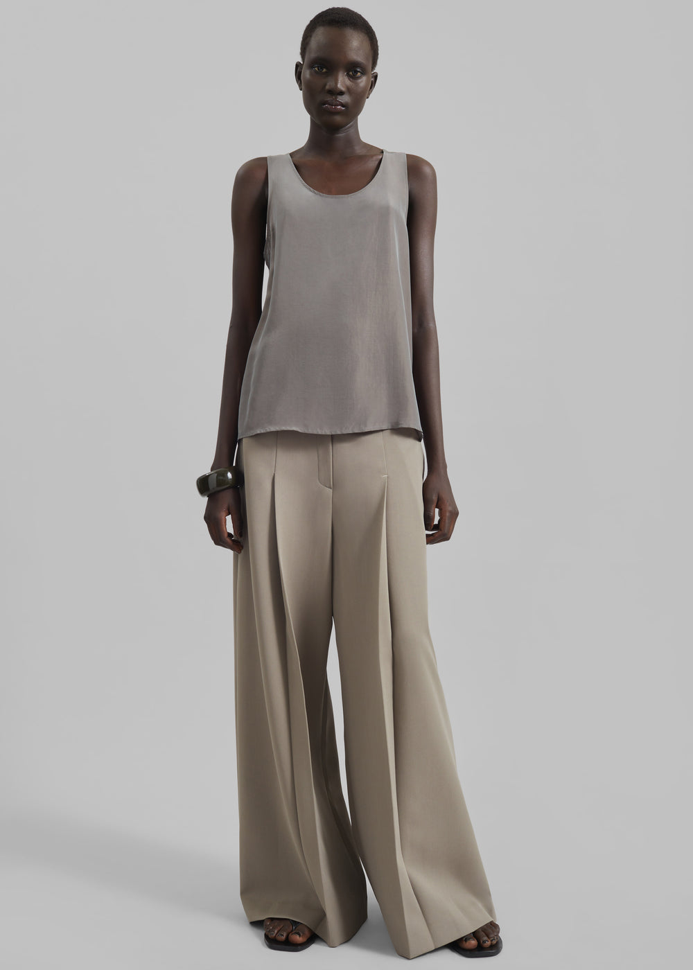 Nivee Lustrous Boxy Tank - Dark Taupe - 1