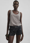 Nivee Lustrous Boxy Tank - Dark Taupe