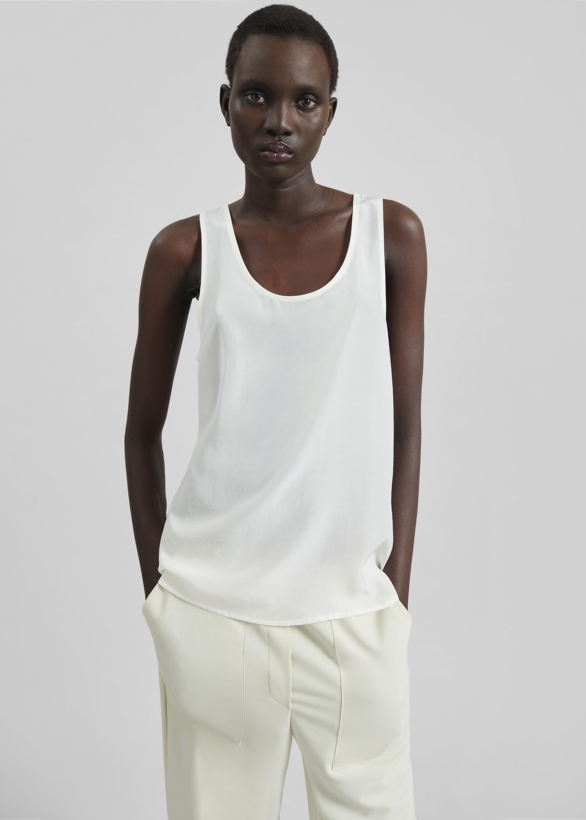 Nivee Lustrous Boxy Tank - Ivory - 1