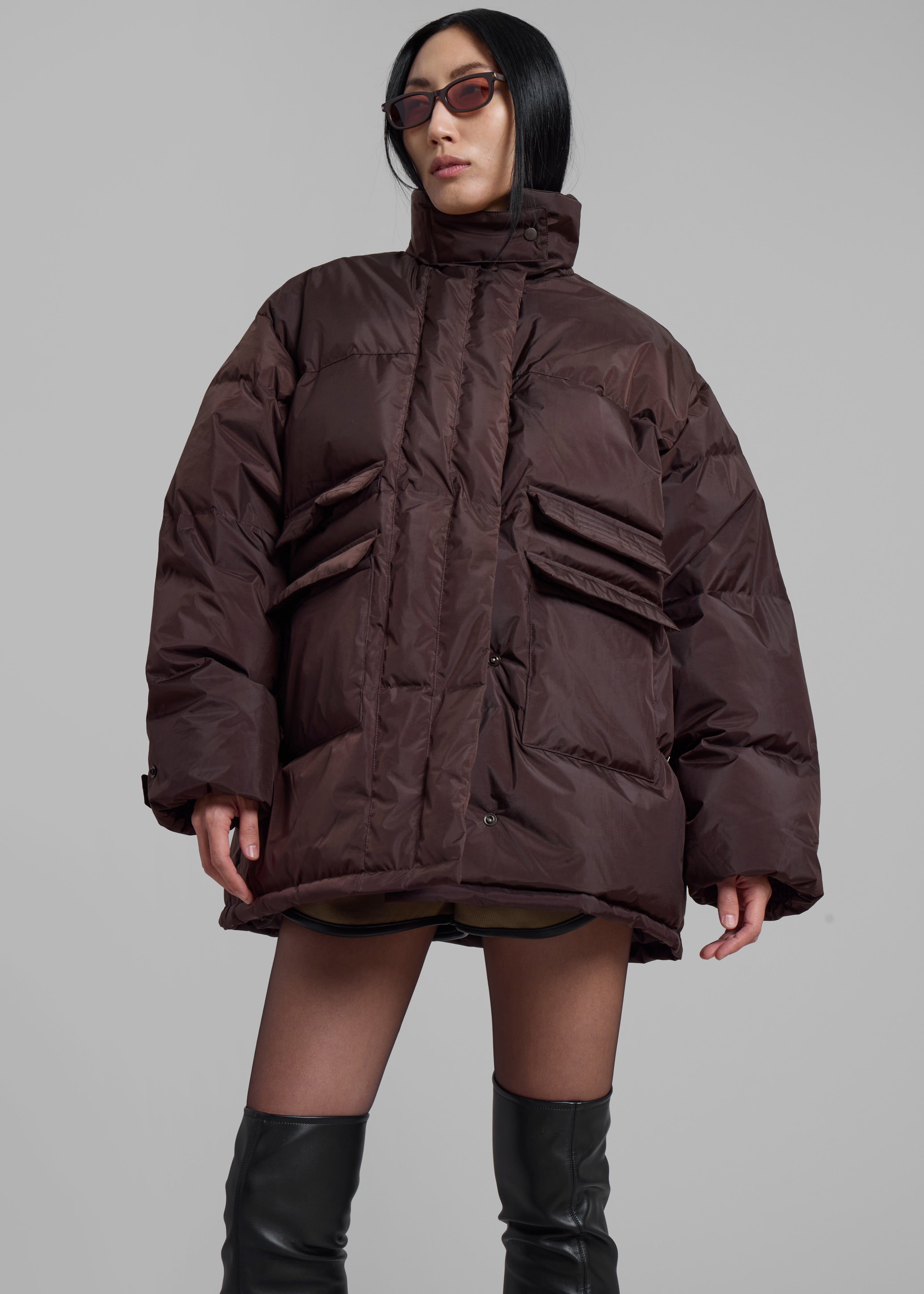 Nixa Puffer Jacket - Brown - 2