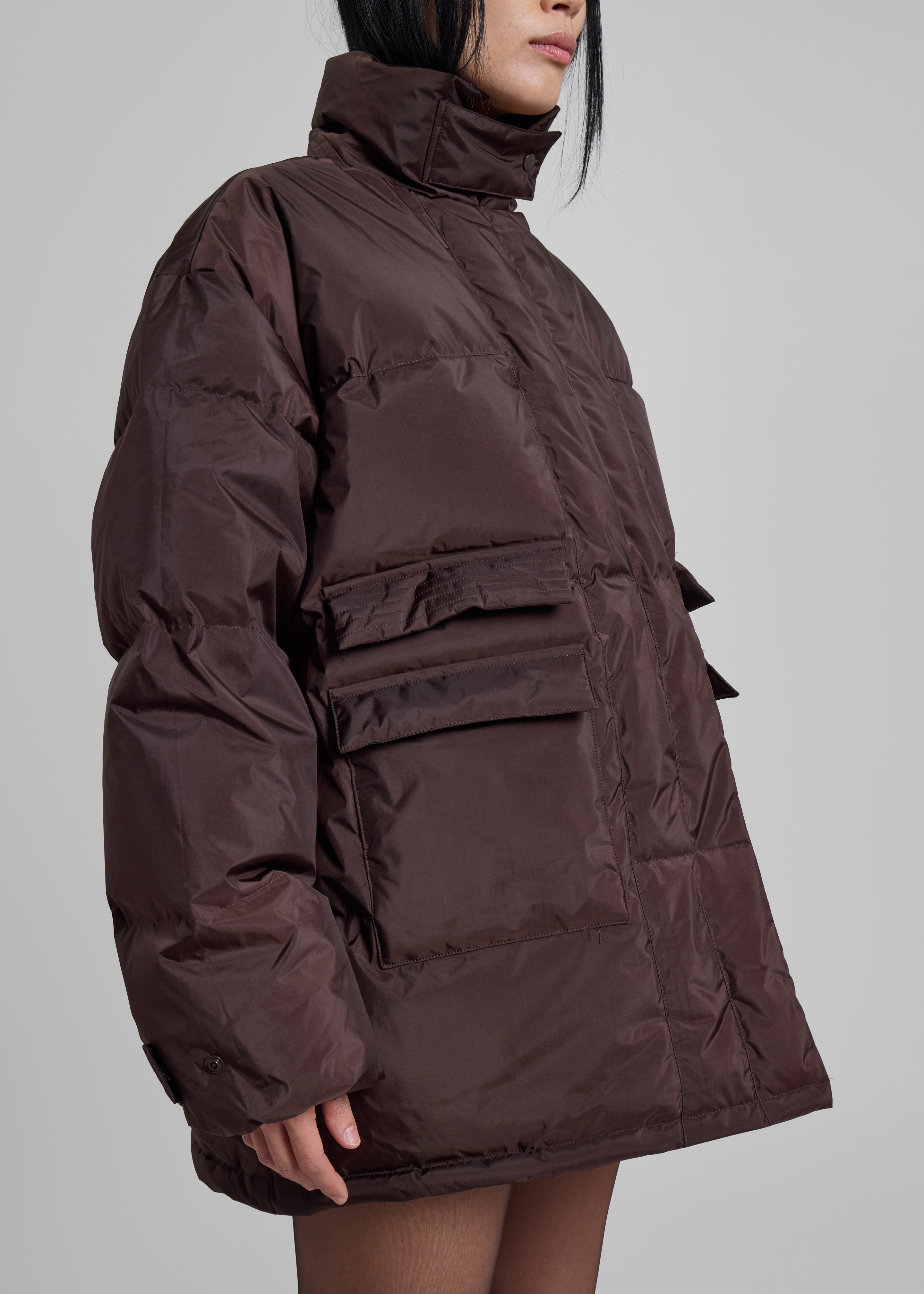 Nixa Puffer Jacket - Brown - 4