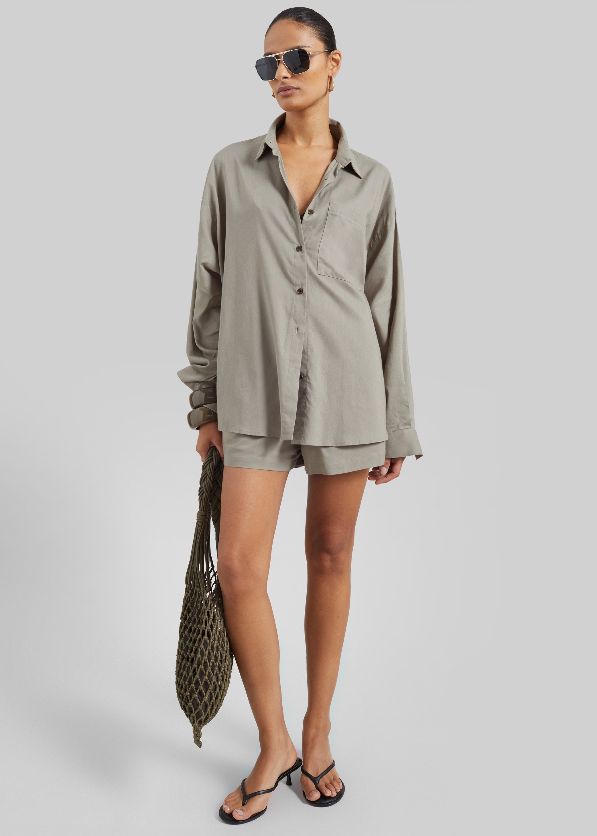 Shop the look image for Noja Fluid Boxer Shorts - Pale Olive