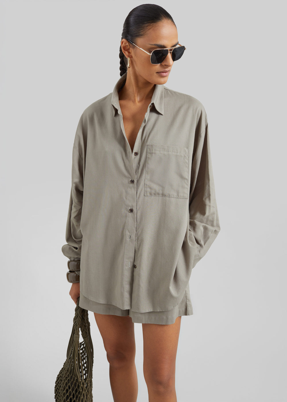 Noja Fluid Shirt - Pale Olive - 1