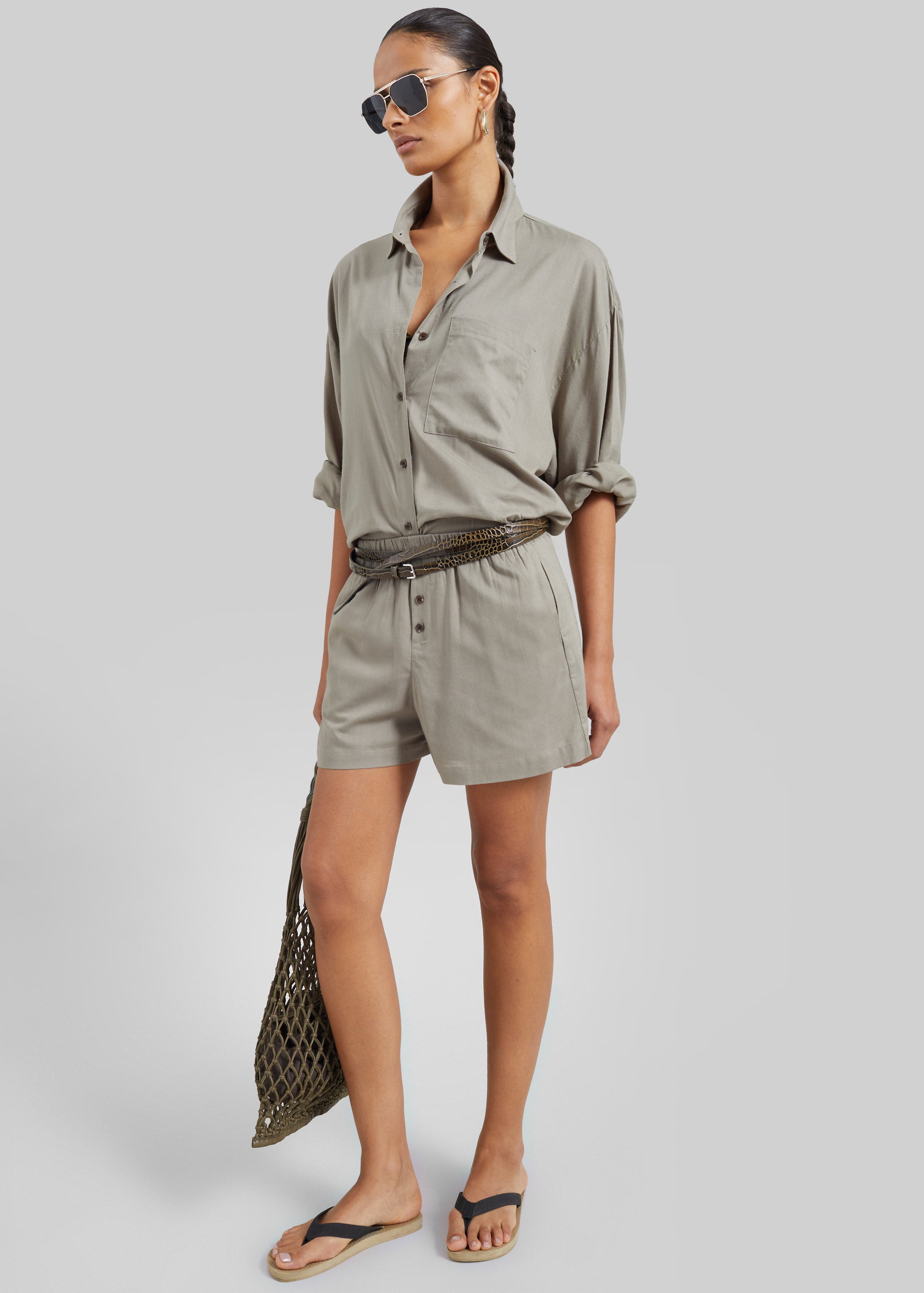 Shop the look image for Noja Fluid Shirt - Pale Olive