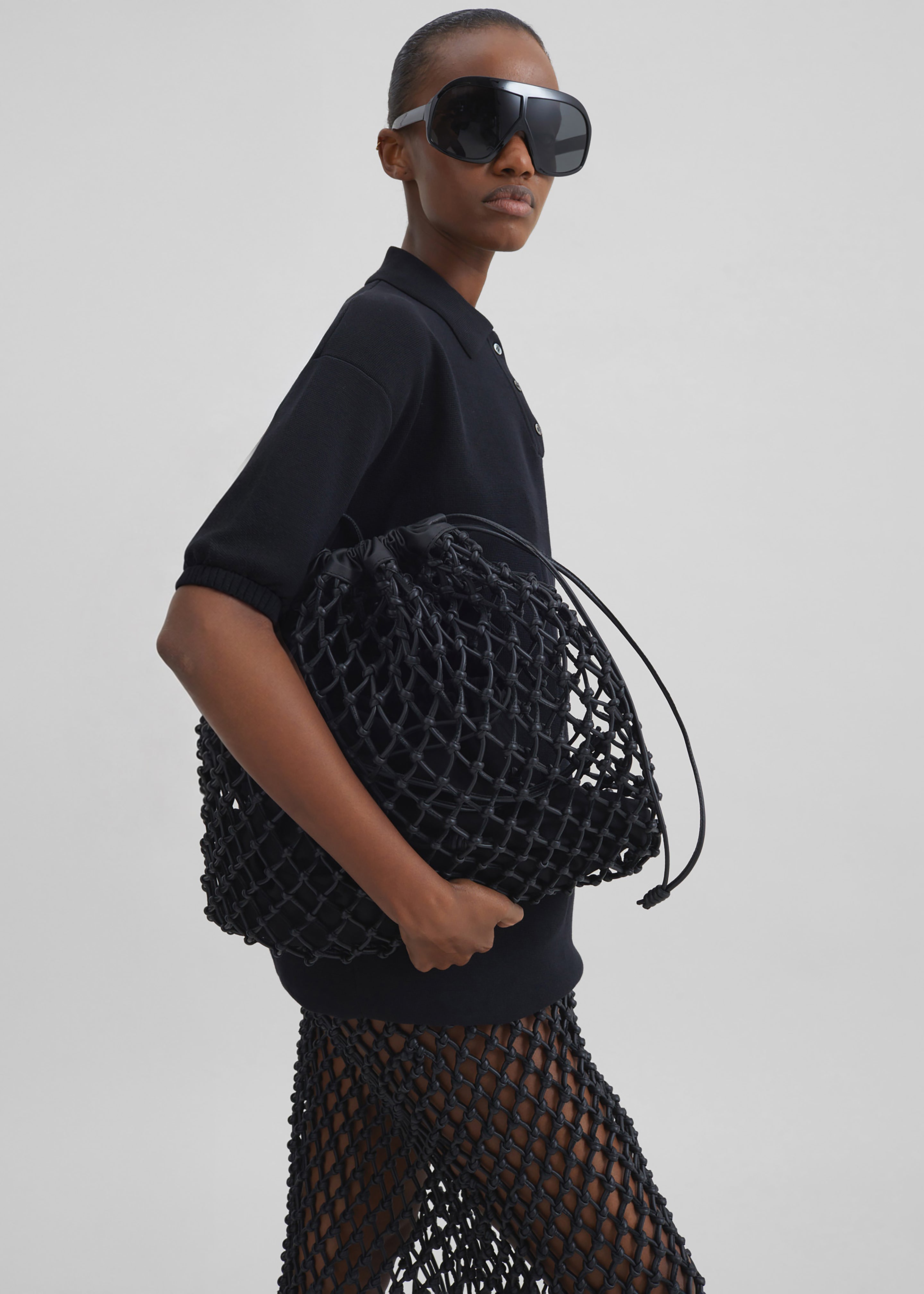 Nola Knit Polo Top - Black - 4