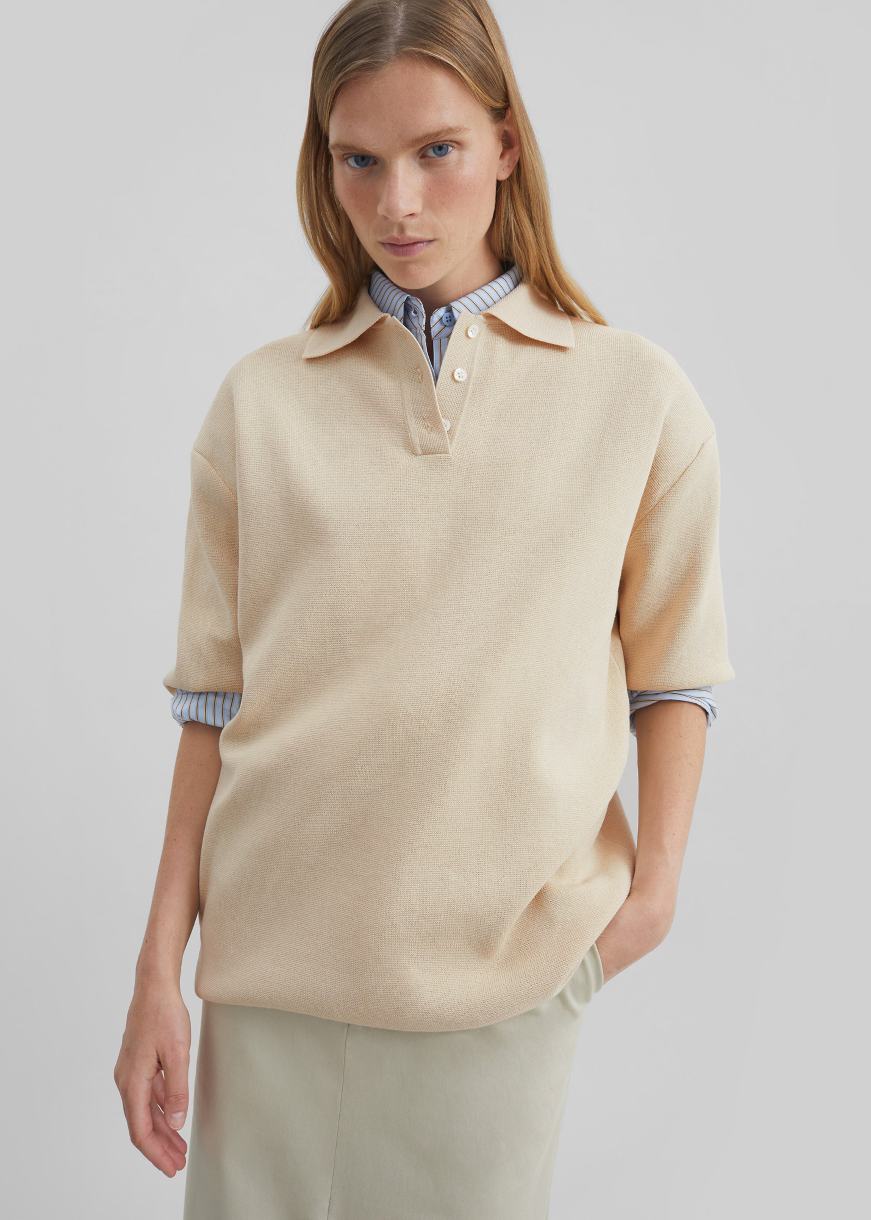 Nola Knit Polo Top - Cream – The Frankie Shop