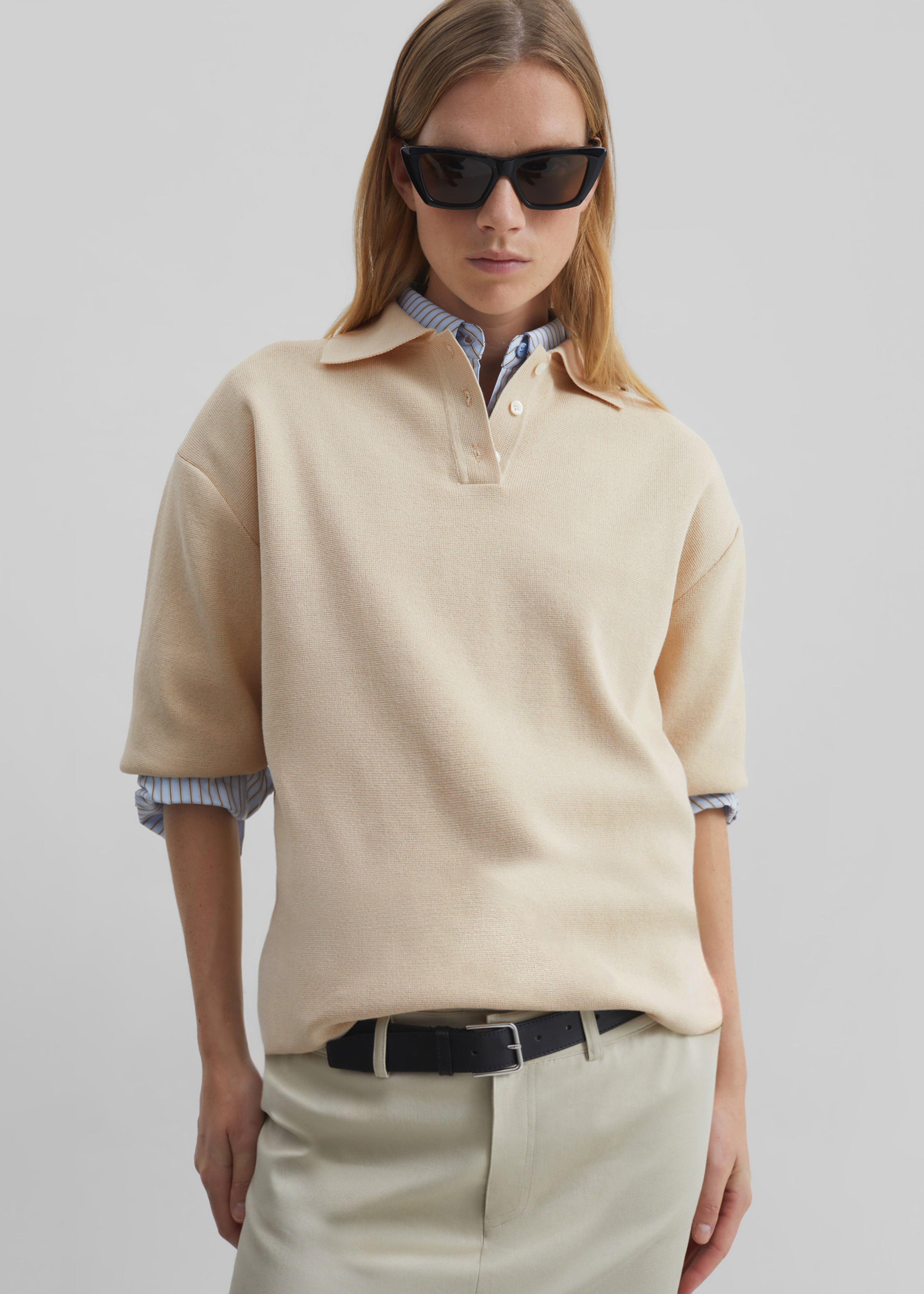 Nola Knit Polo Top - Cream – The Frankie Shop