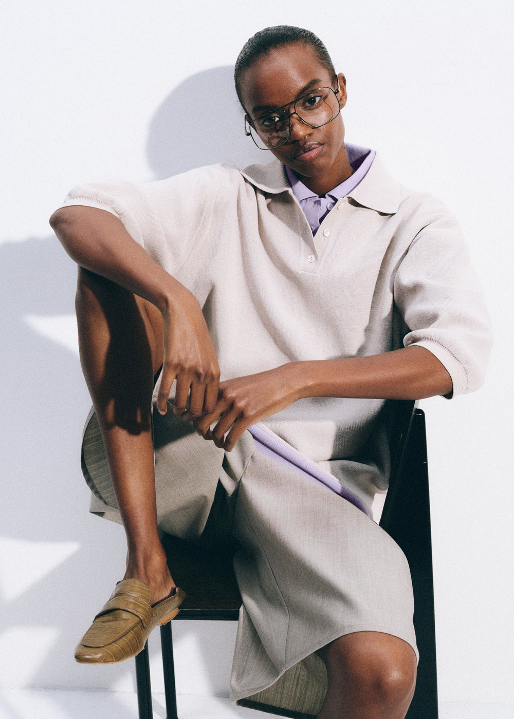 Nola Knit Polo Top - Slate Grey - 1