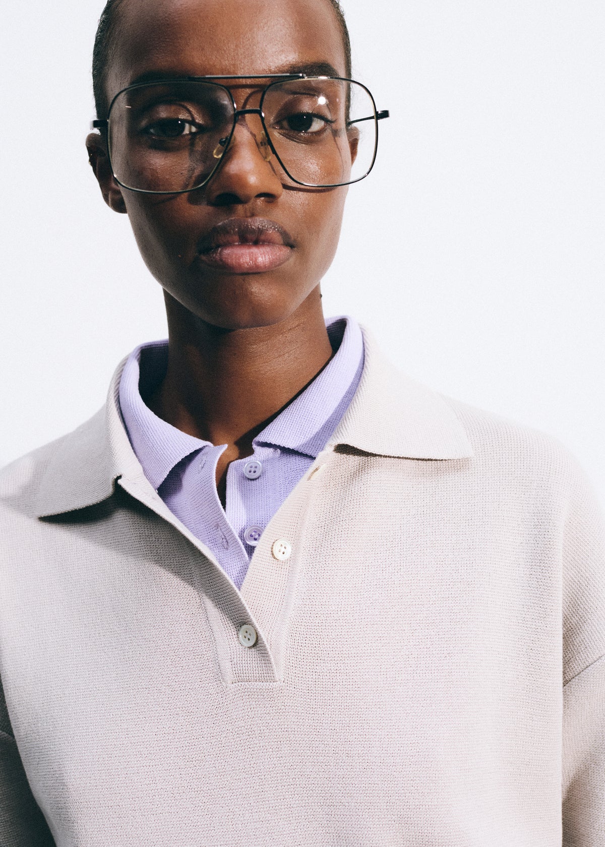 Nola Knit Polo Top - Lavender - 5