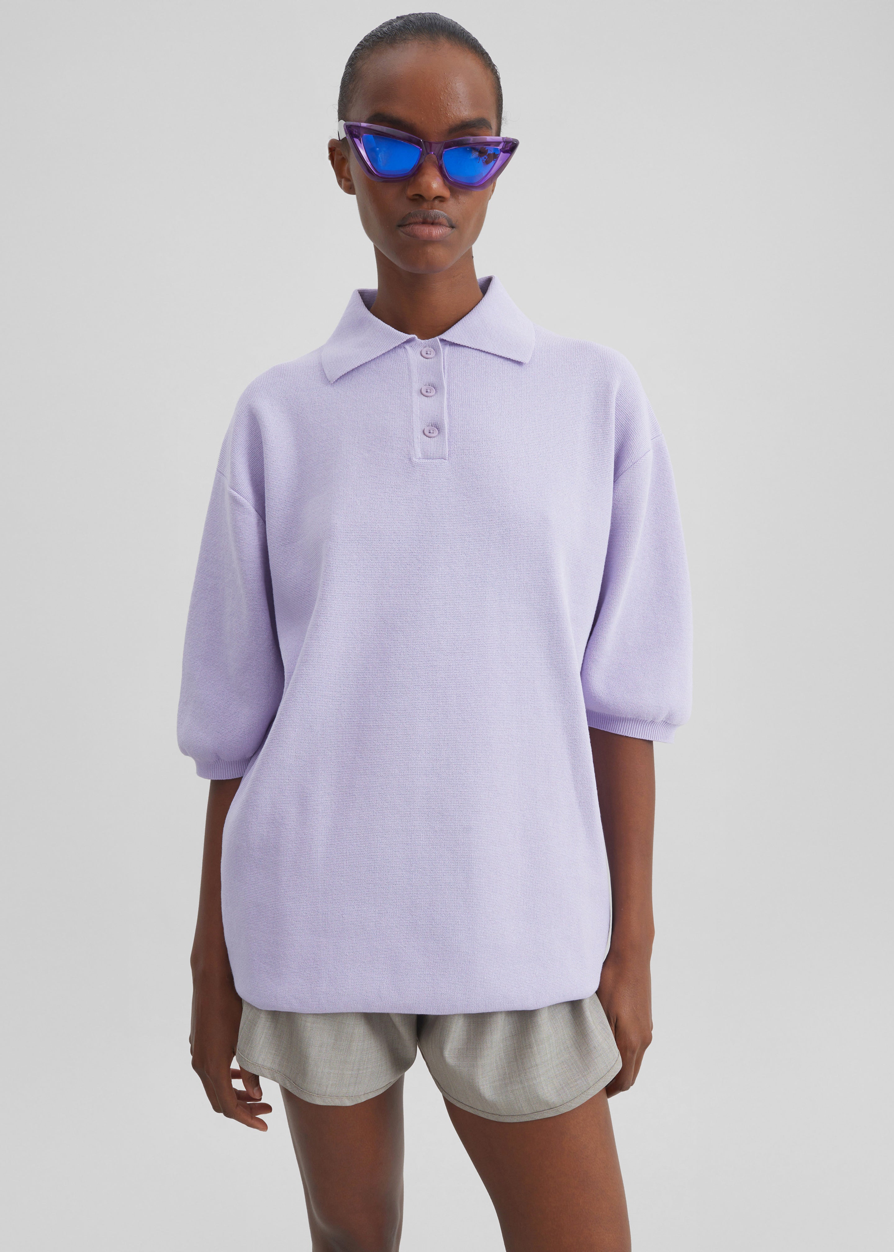 Nola Knit Polo Top - Lavender - 6