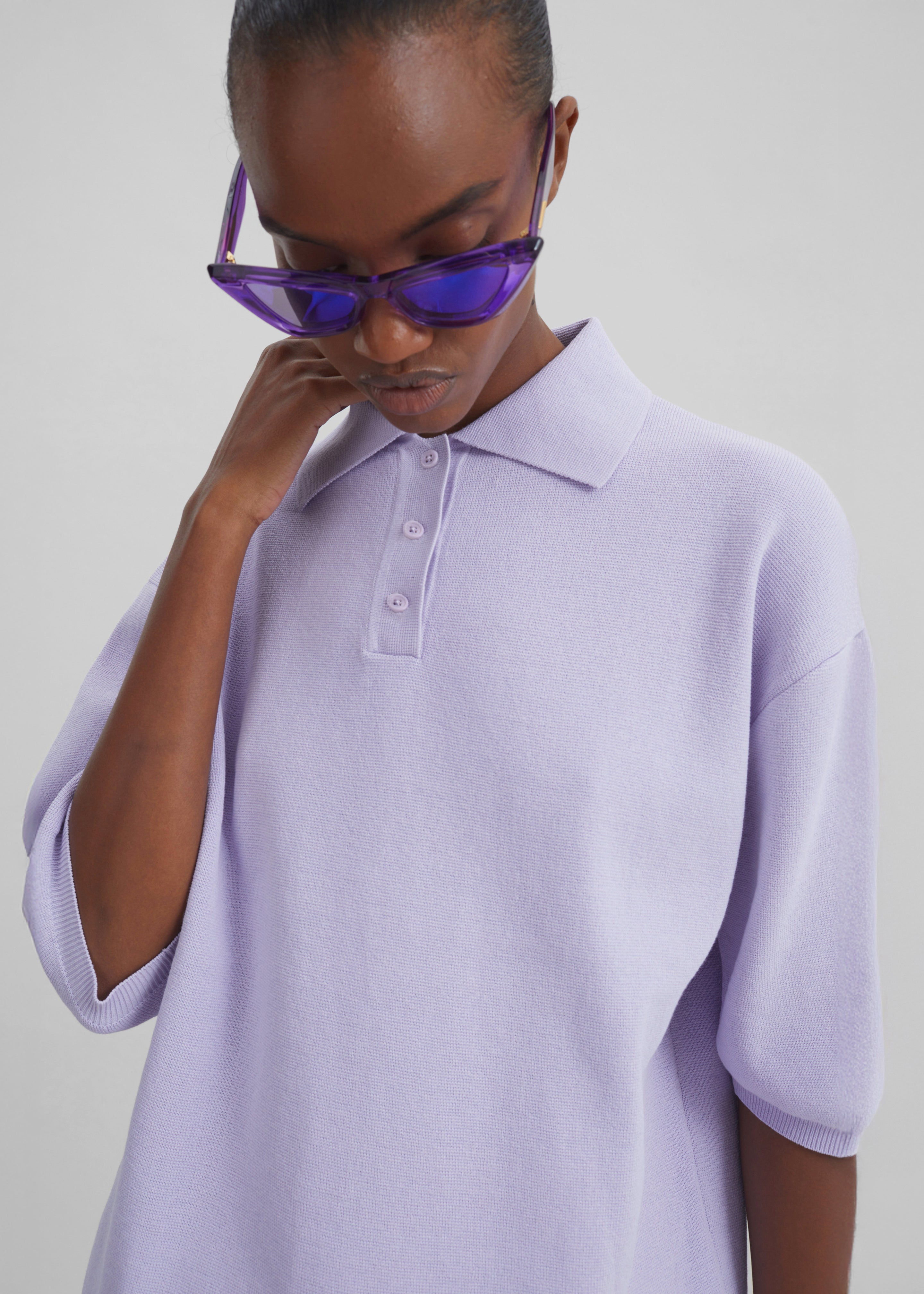Nola Knit Polo Top - Lavender – The Frankie Shop