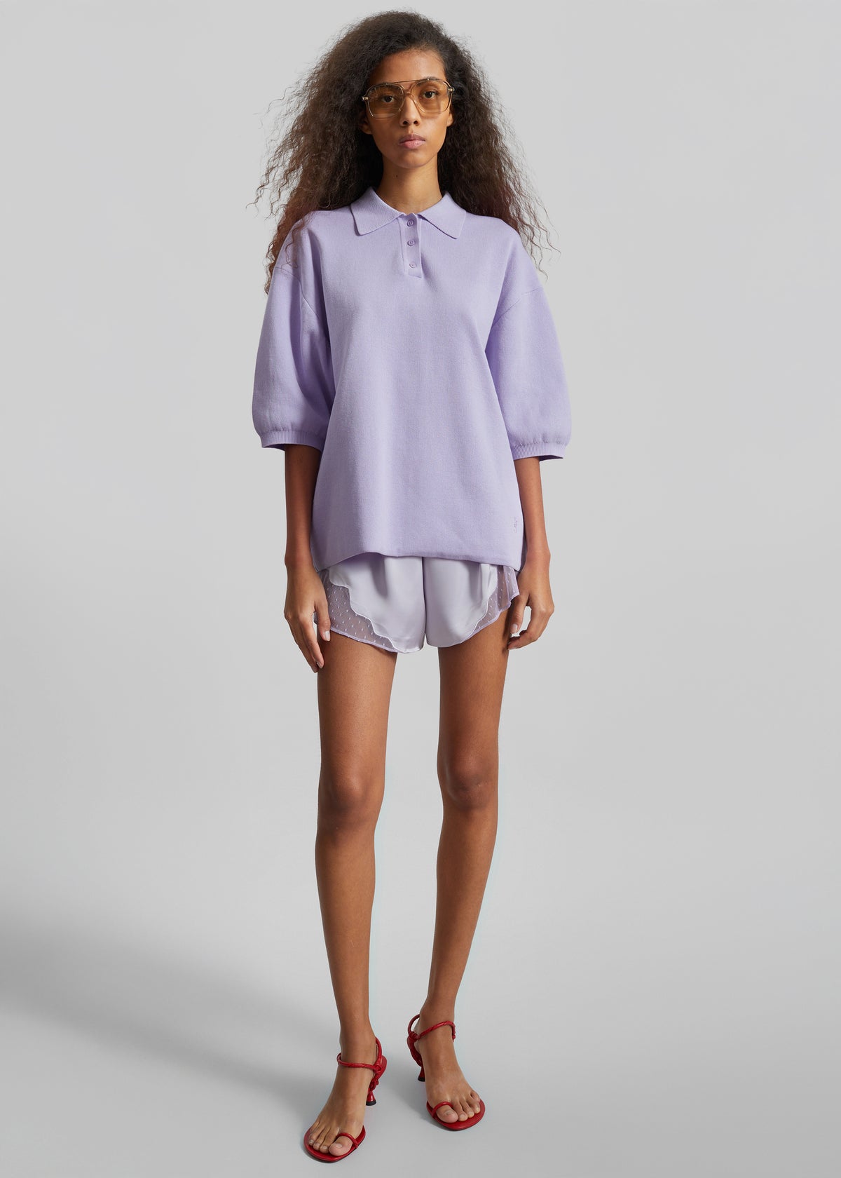Nola Knit Polo Top - Lavender - 7