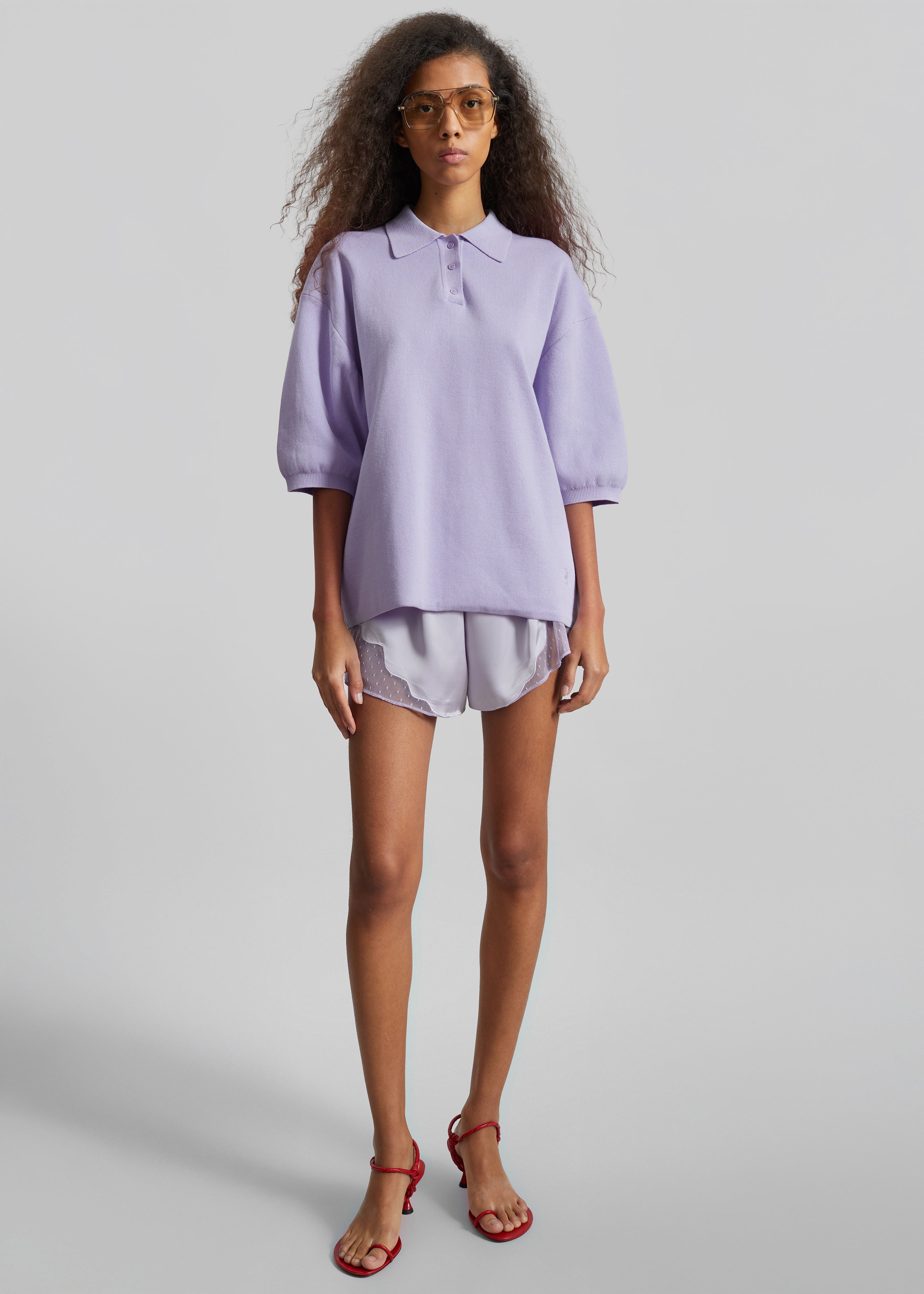 Nola Knit Polo Top - Lavender - 7