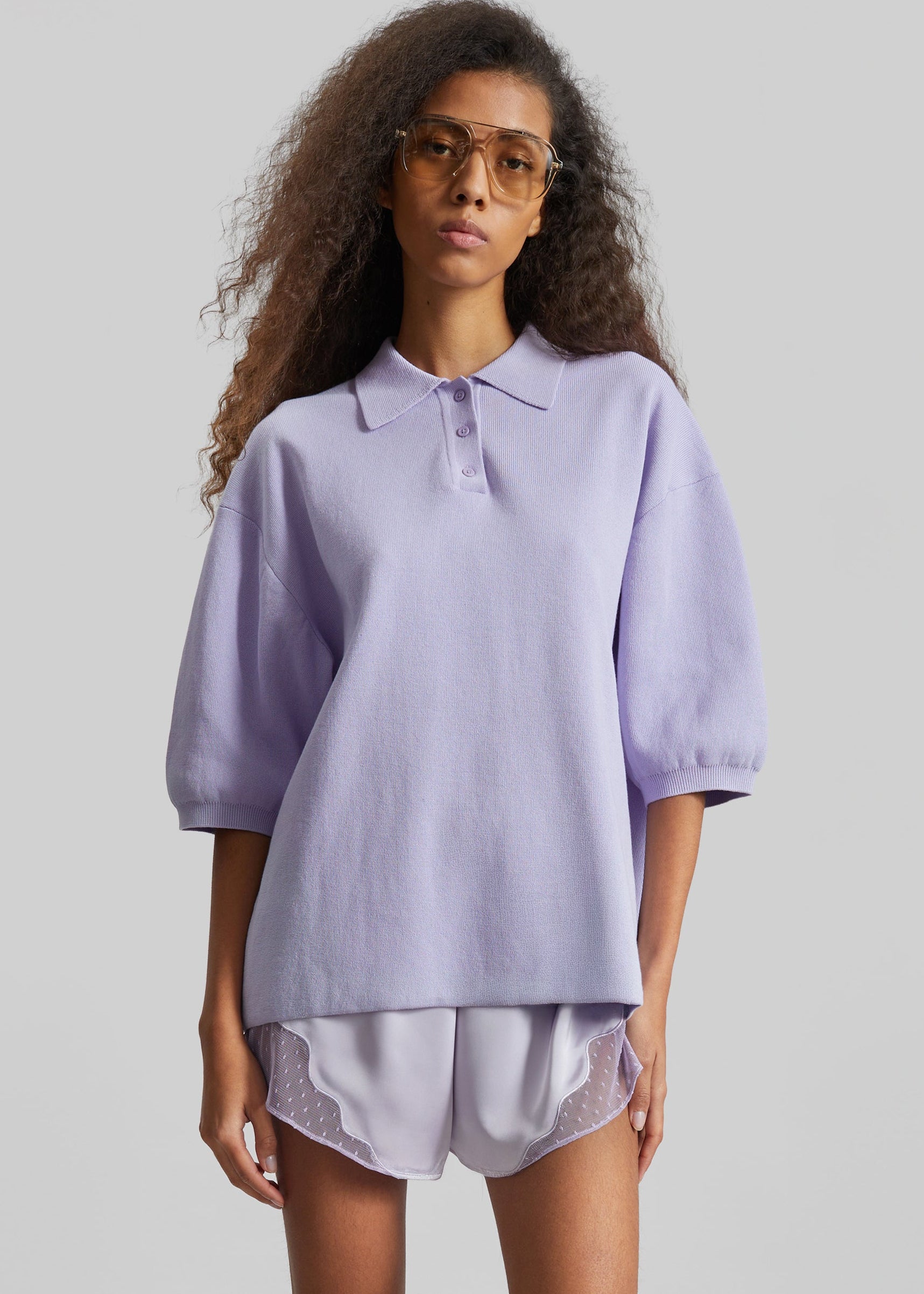 Nola Knit Polo Top - Lavender – The Frankie Shop