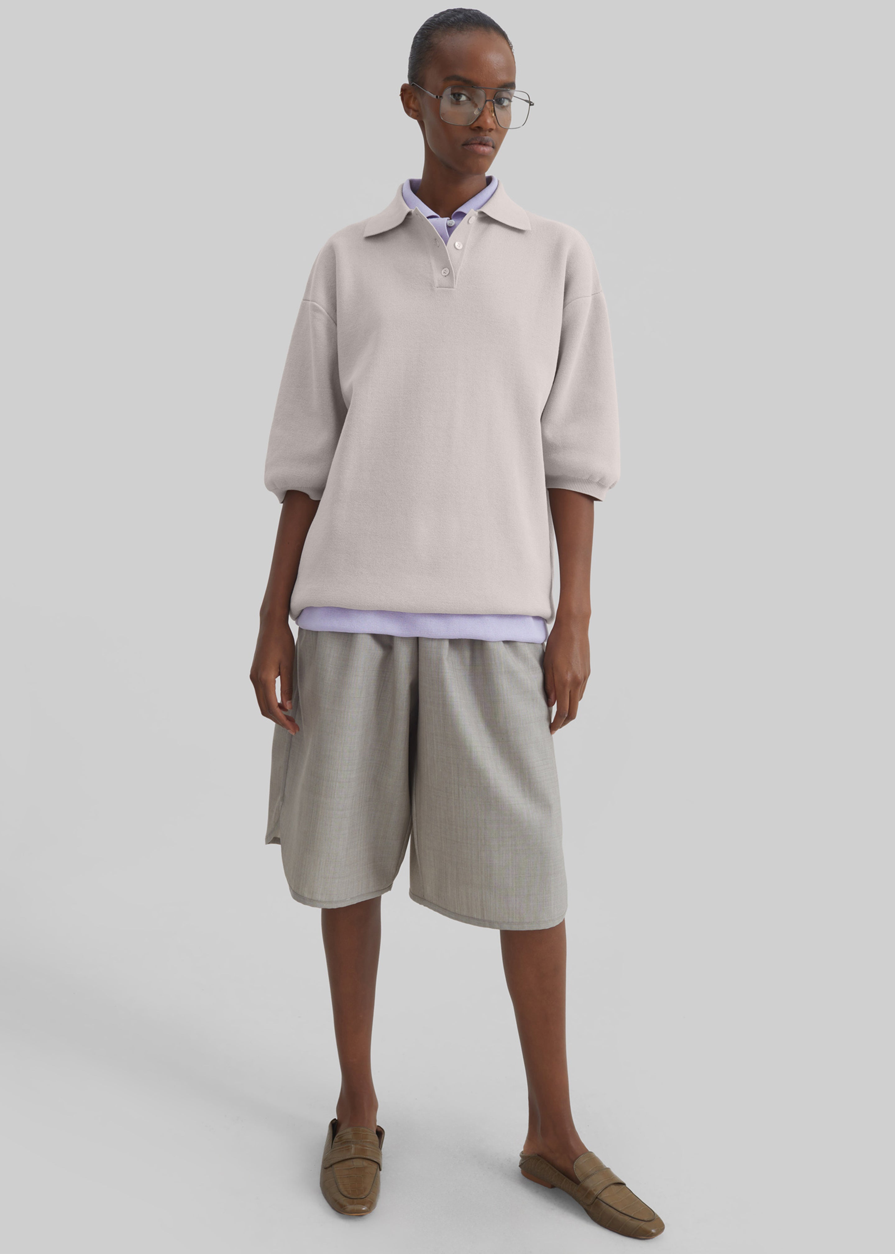 Nola Knit Polo Top - Slate Grey – The Frankie Shop