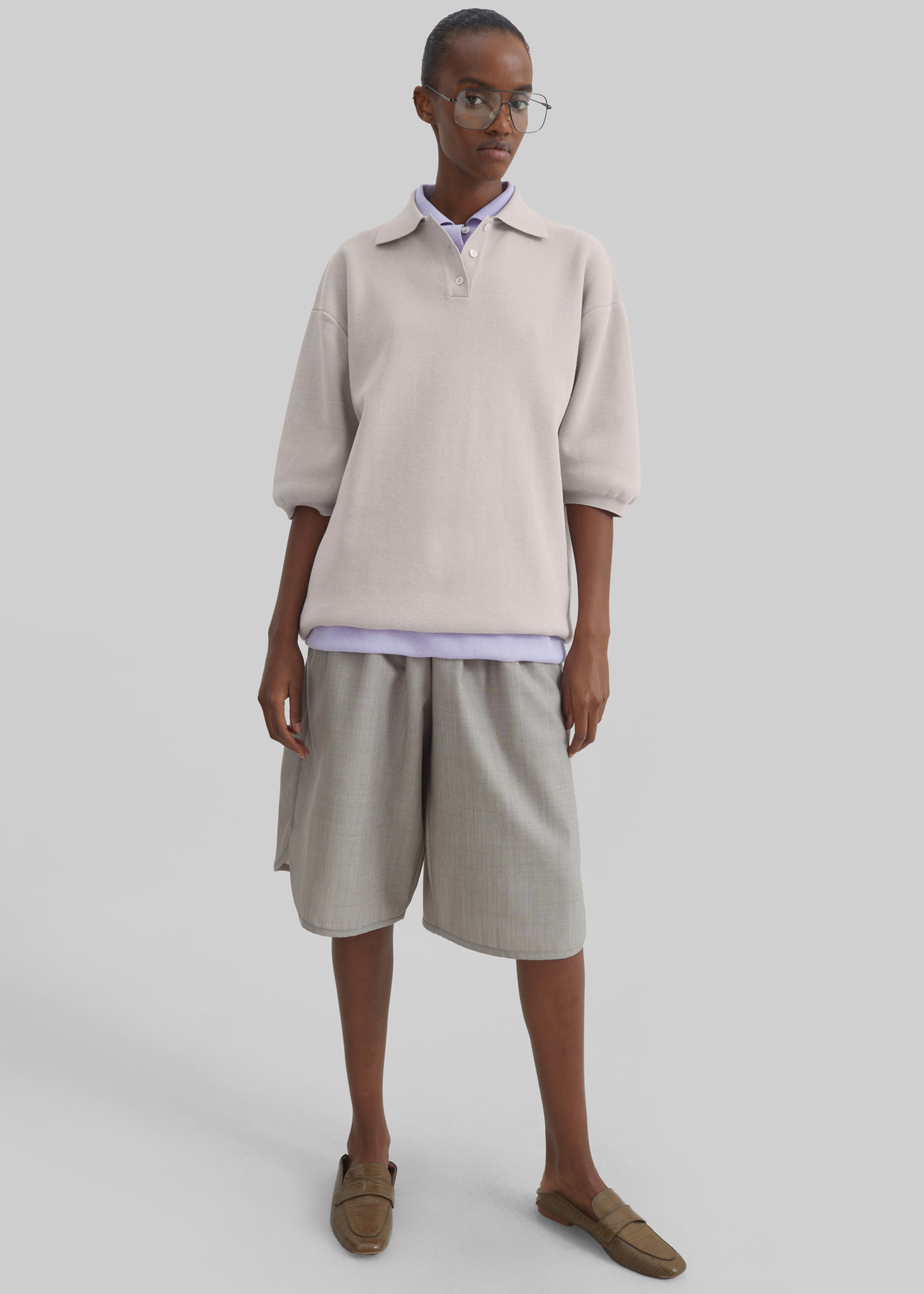 Shop the look image for Nola Knit Polo Top - Slate Grey