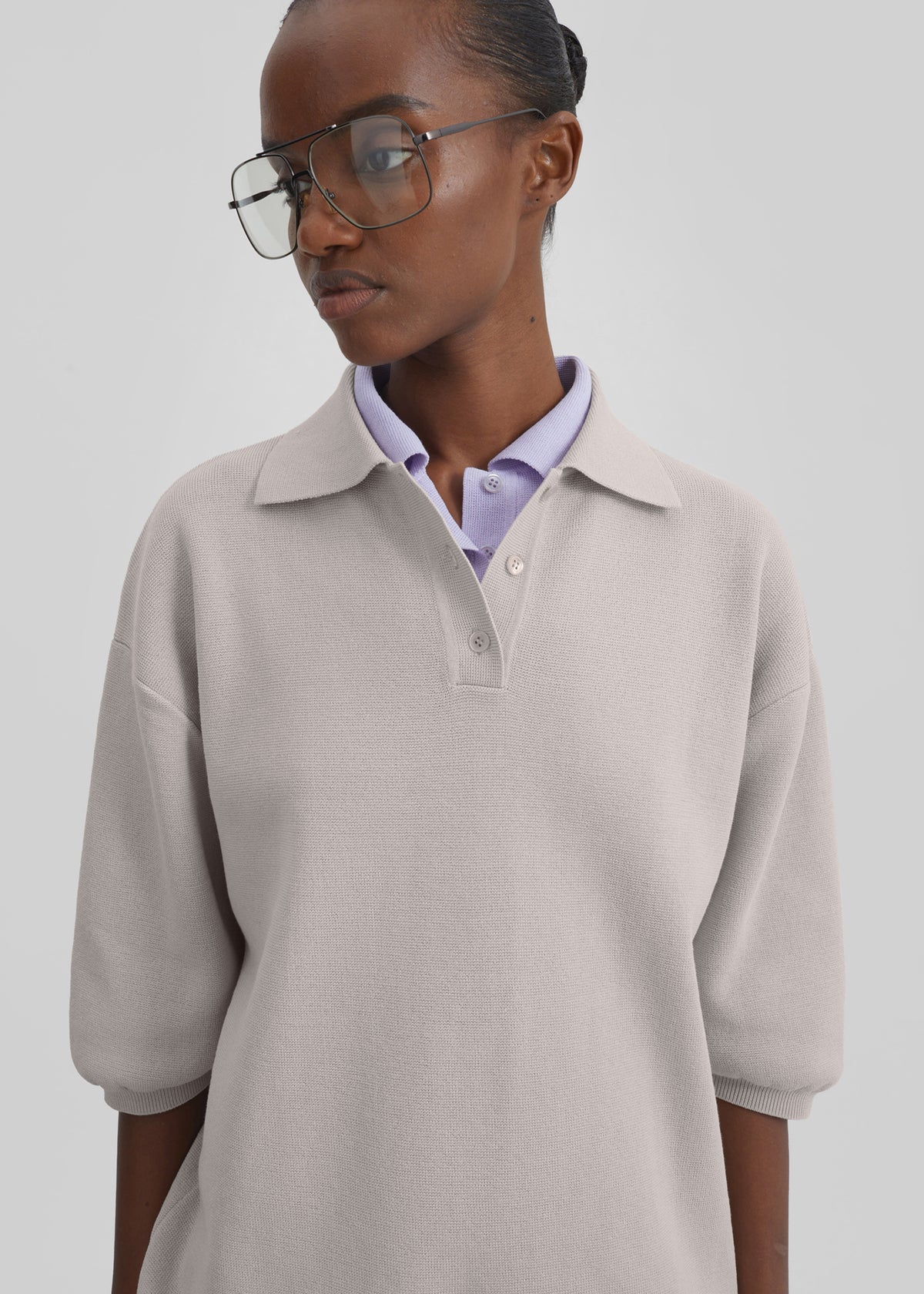 Nola Knit Polo Top - Slate Grey - 5