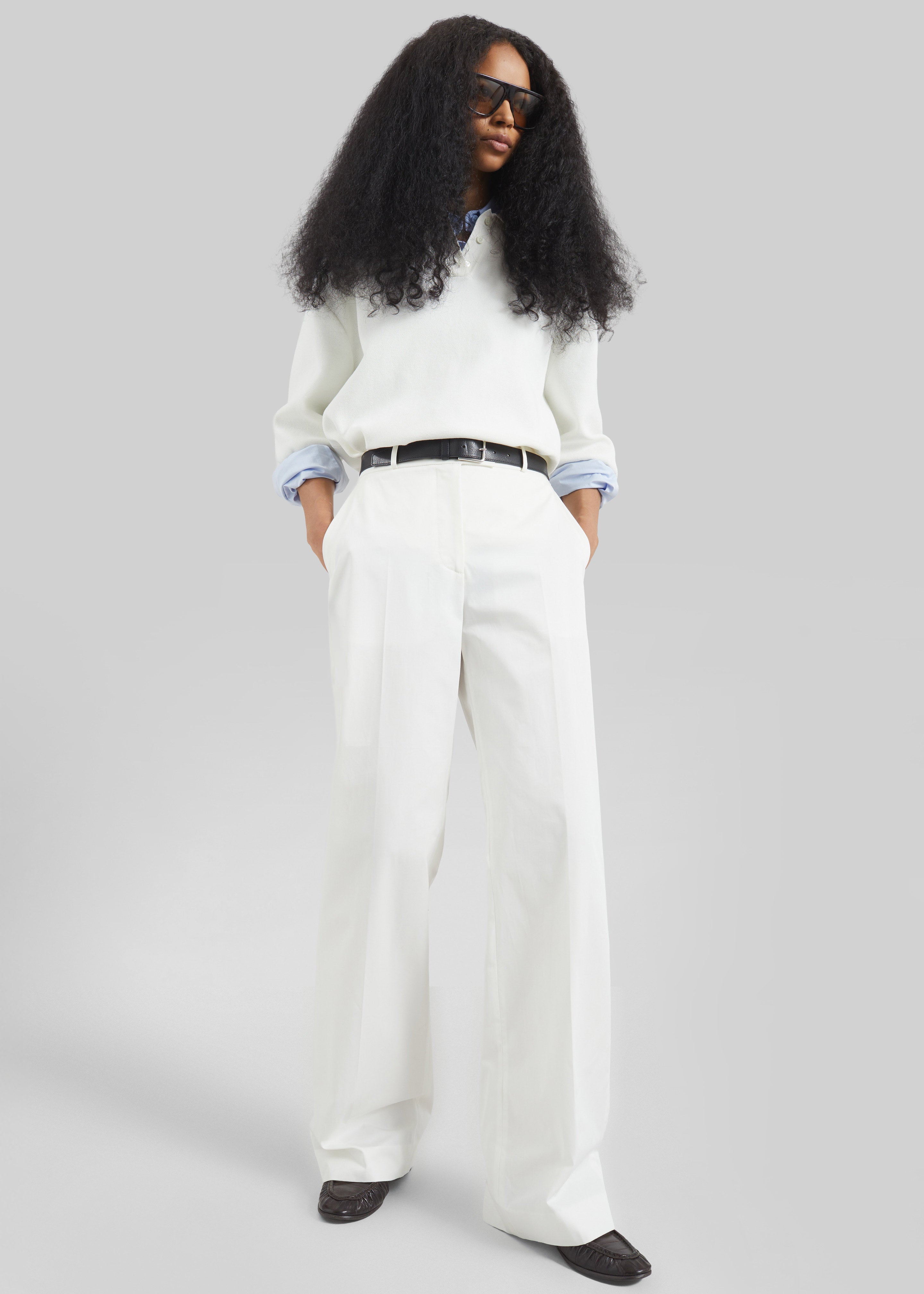 Nola Knit Polo Top - White - 3