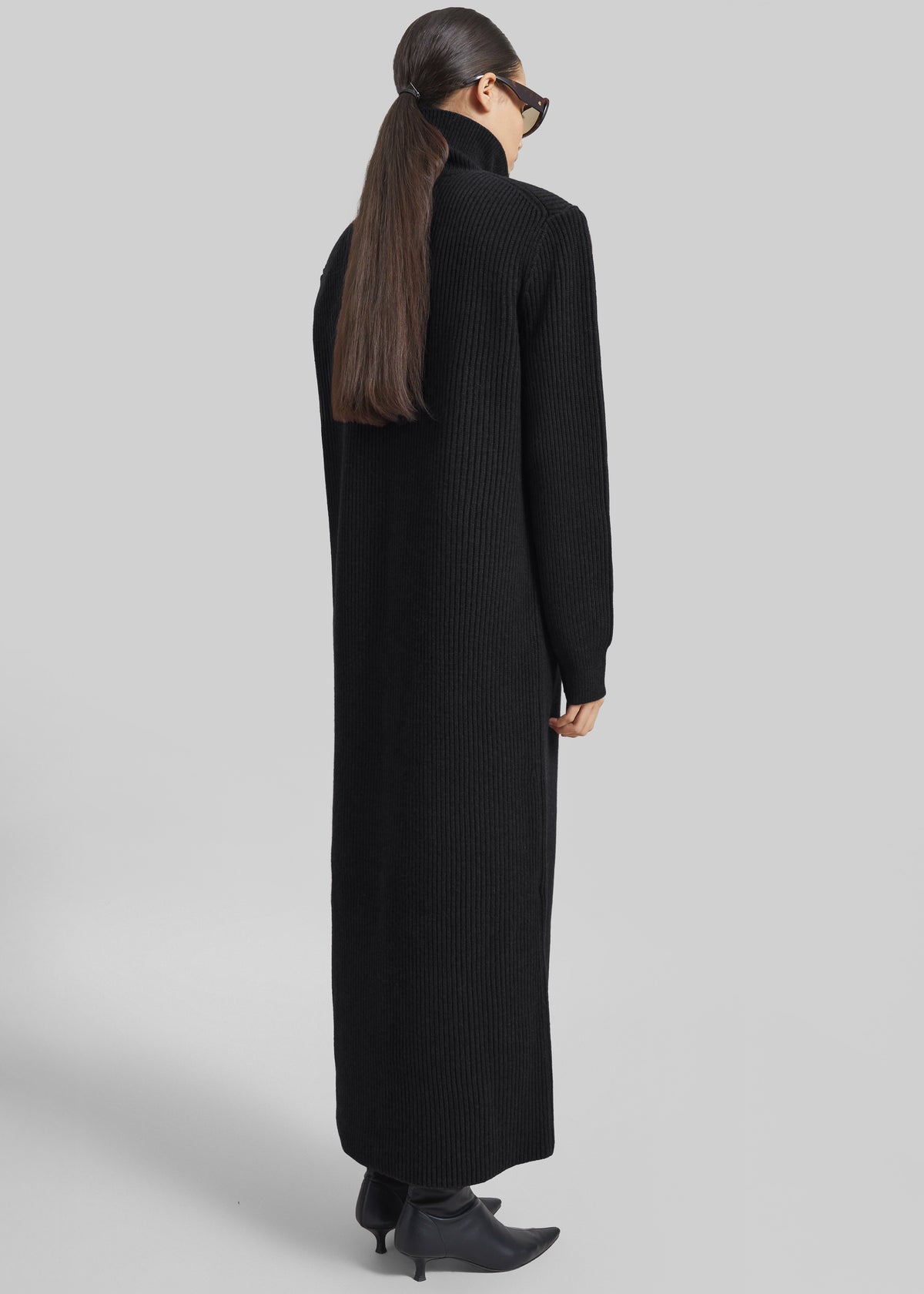 Nolia Knit Long Cardigan Dress - Black - 5