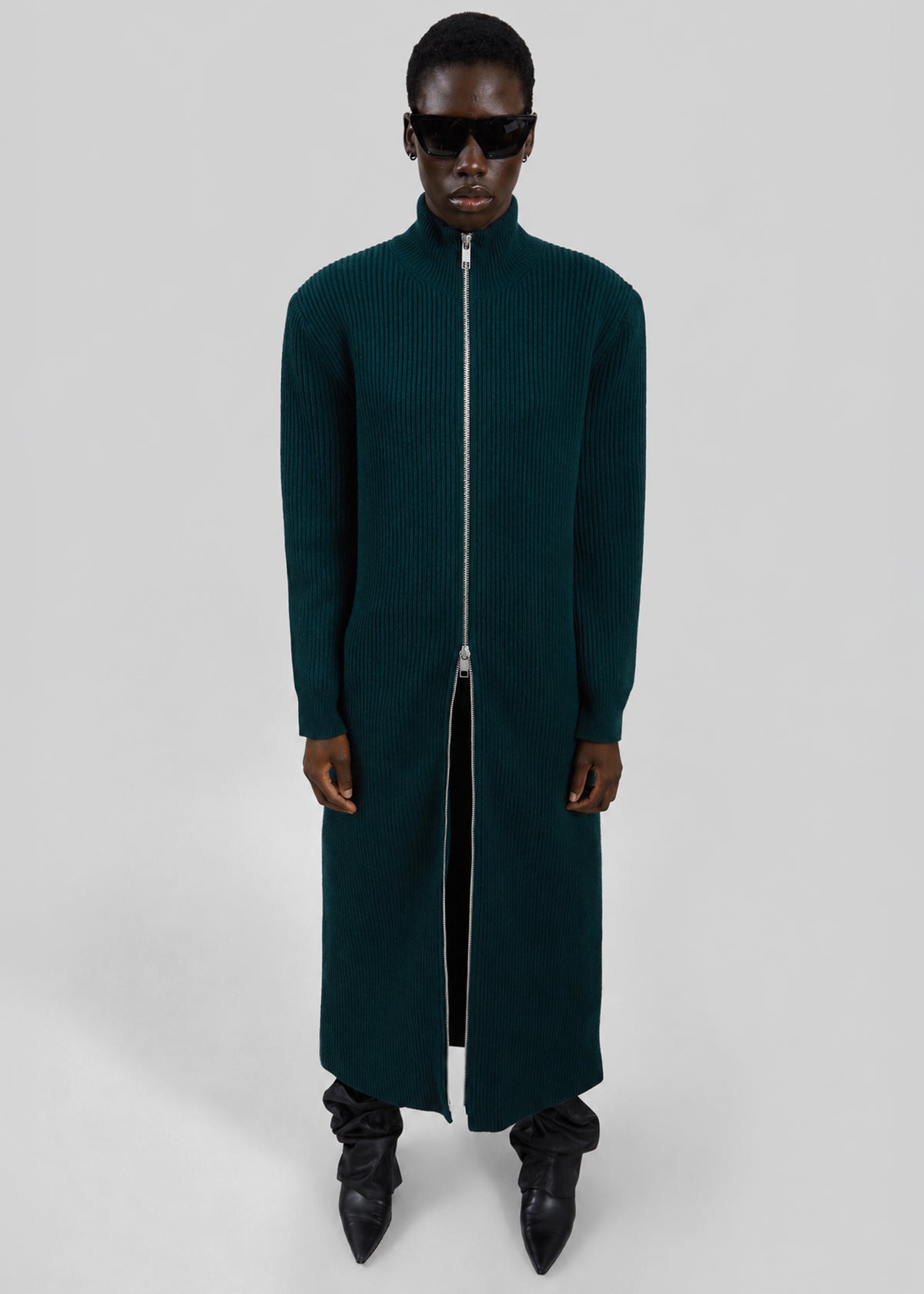 Nolia Knit Long Cardigan Dress - Bottle Green - 5