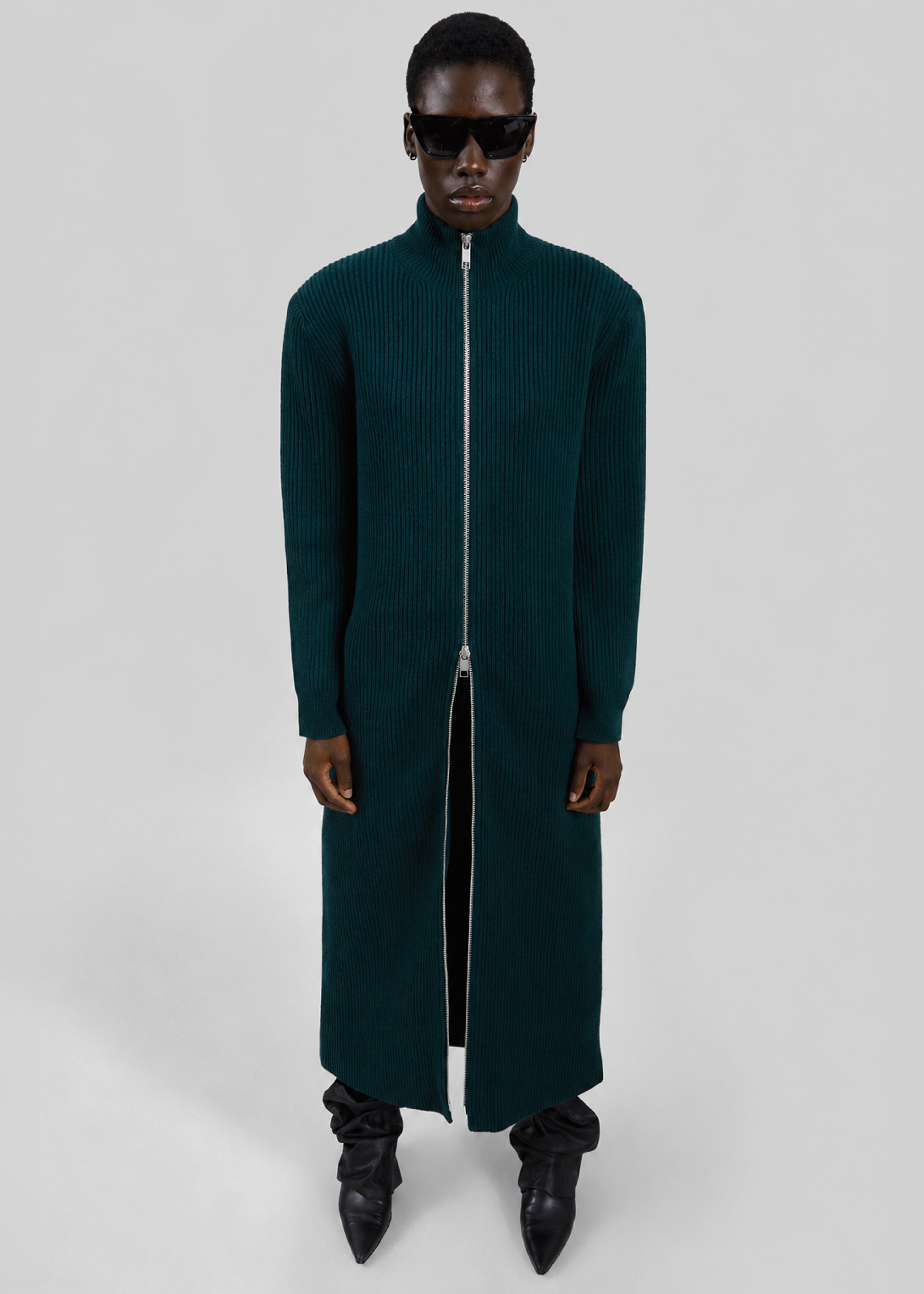 Nolia Knit Long Cardigan Dress - Bottle Green - 5