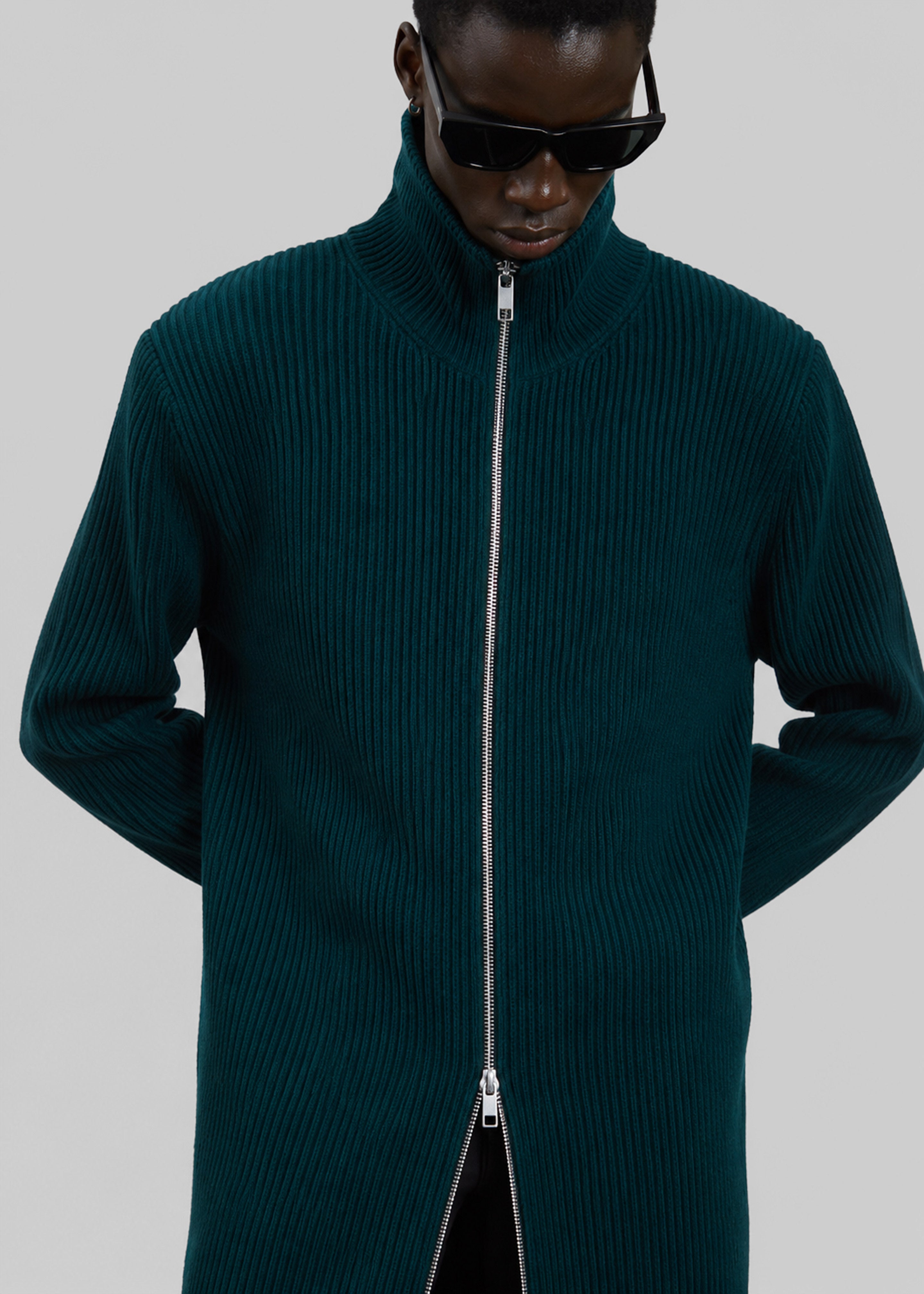 Nolia Knit Long Cardigan Dress - Bottle Green - 2