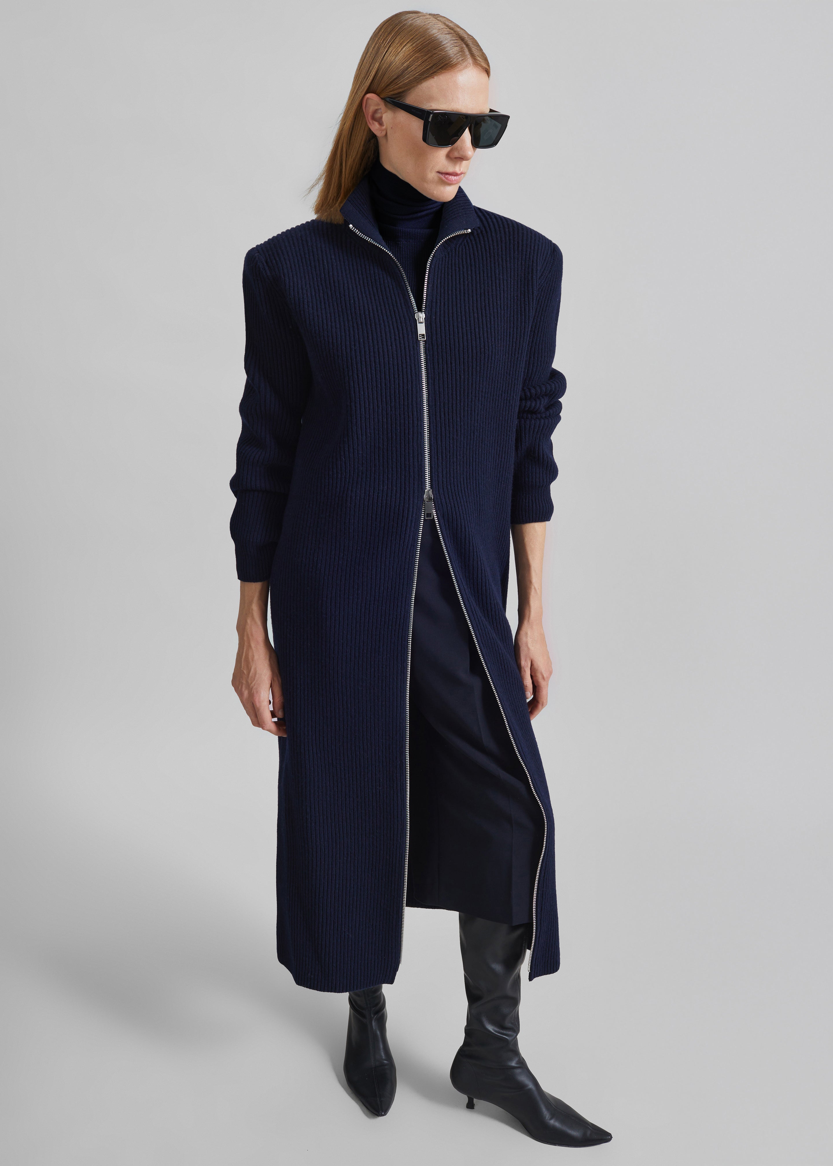 Nolia Knit Long Cardigan Dress - Navy – The Frankie Shop