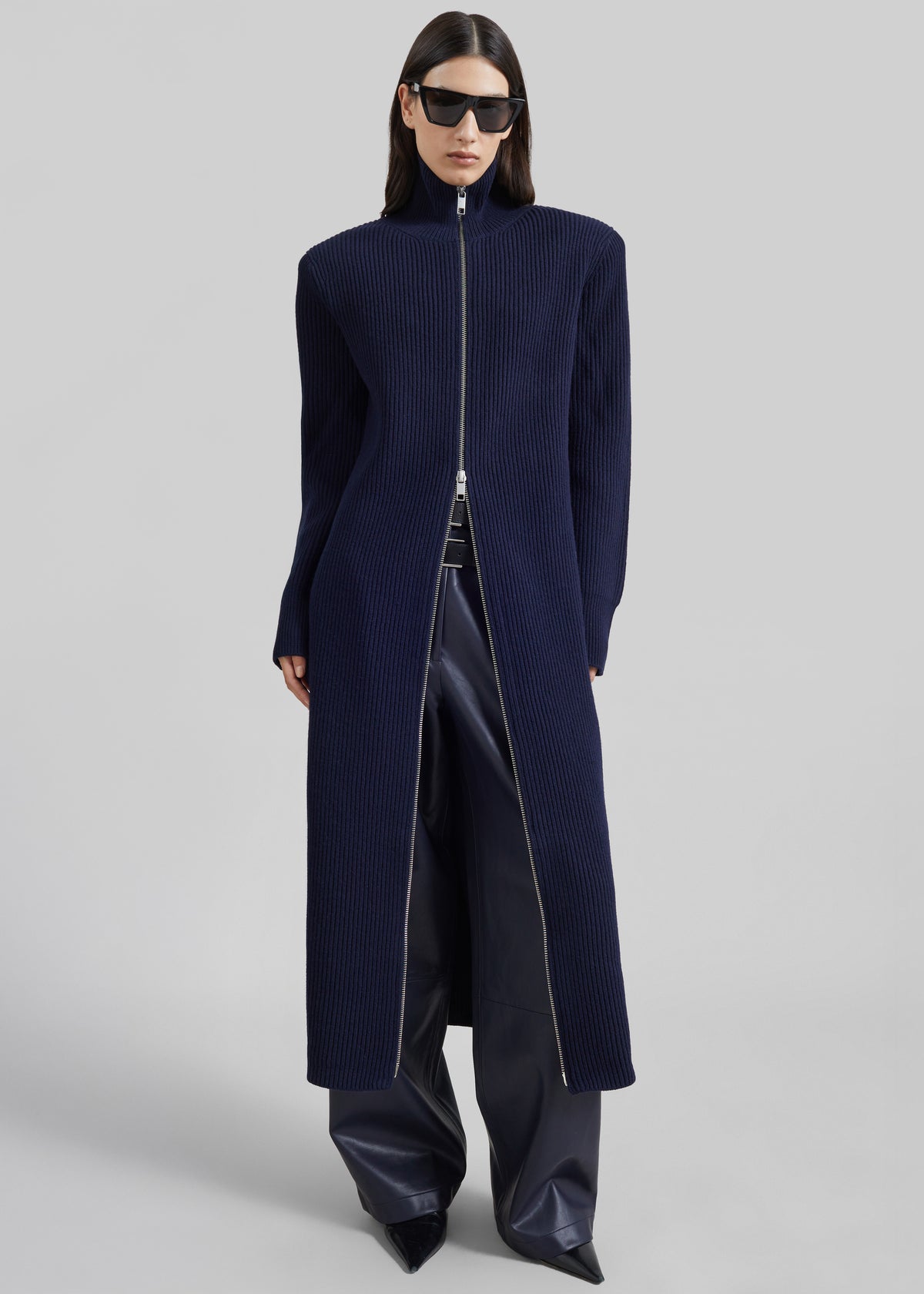 Nolia Knit Long Cardigan Dress - Navy