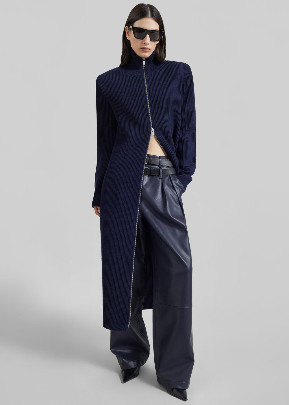 Nolia Knit Long Cardigan Dress - Navy