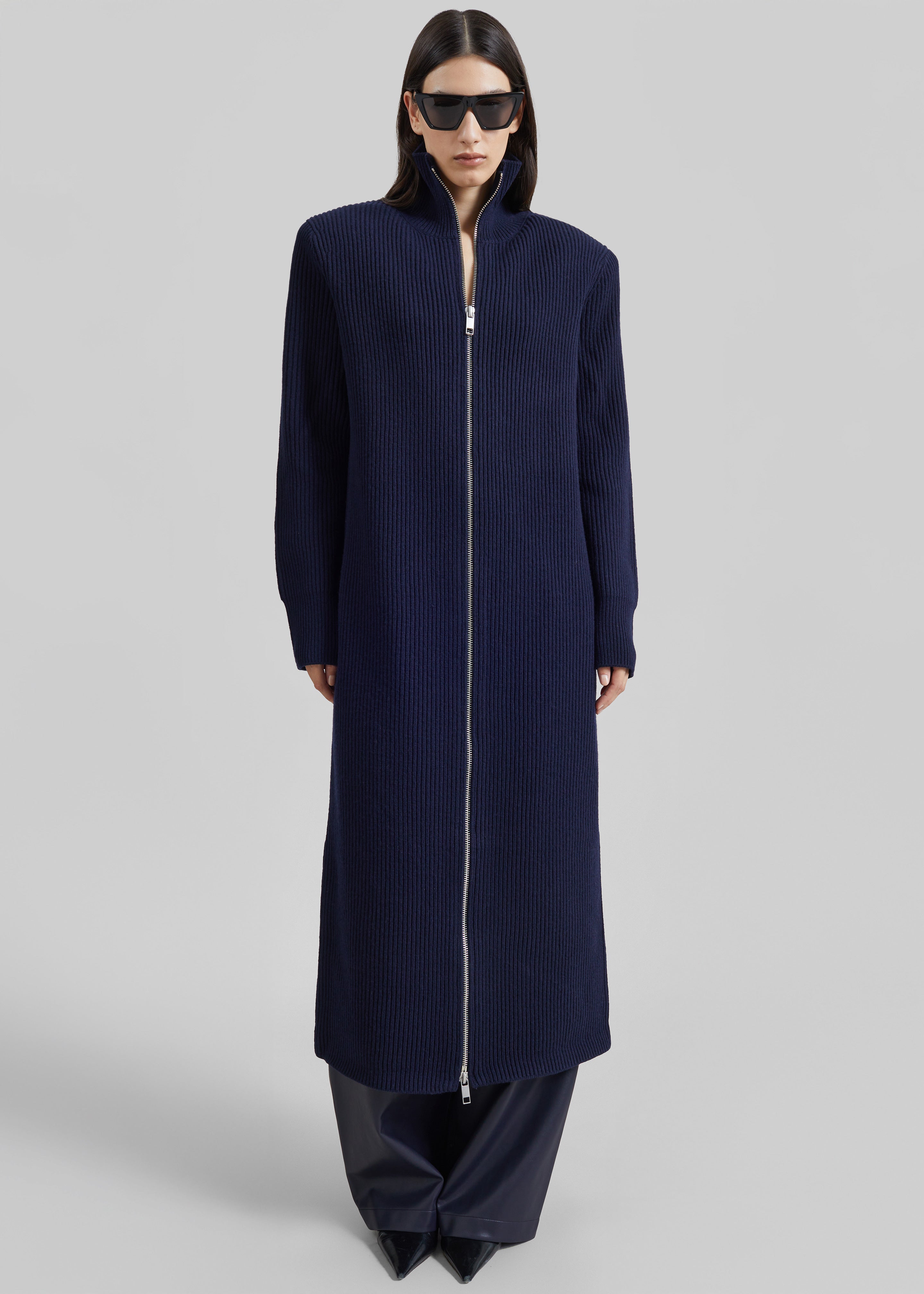 Nolia Knit Long Cardigan Dress - Navy – The Frankie Shop