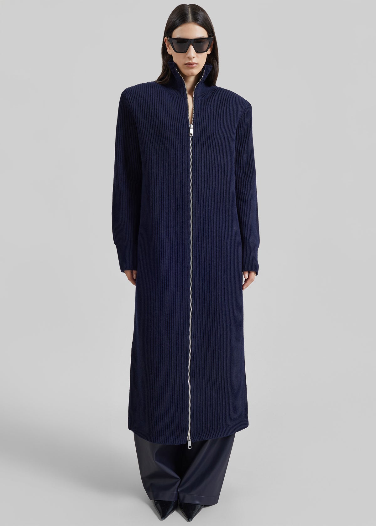 Nolia Knit Long Cardigan Dress - Navy