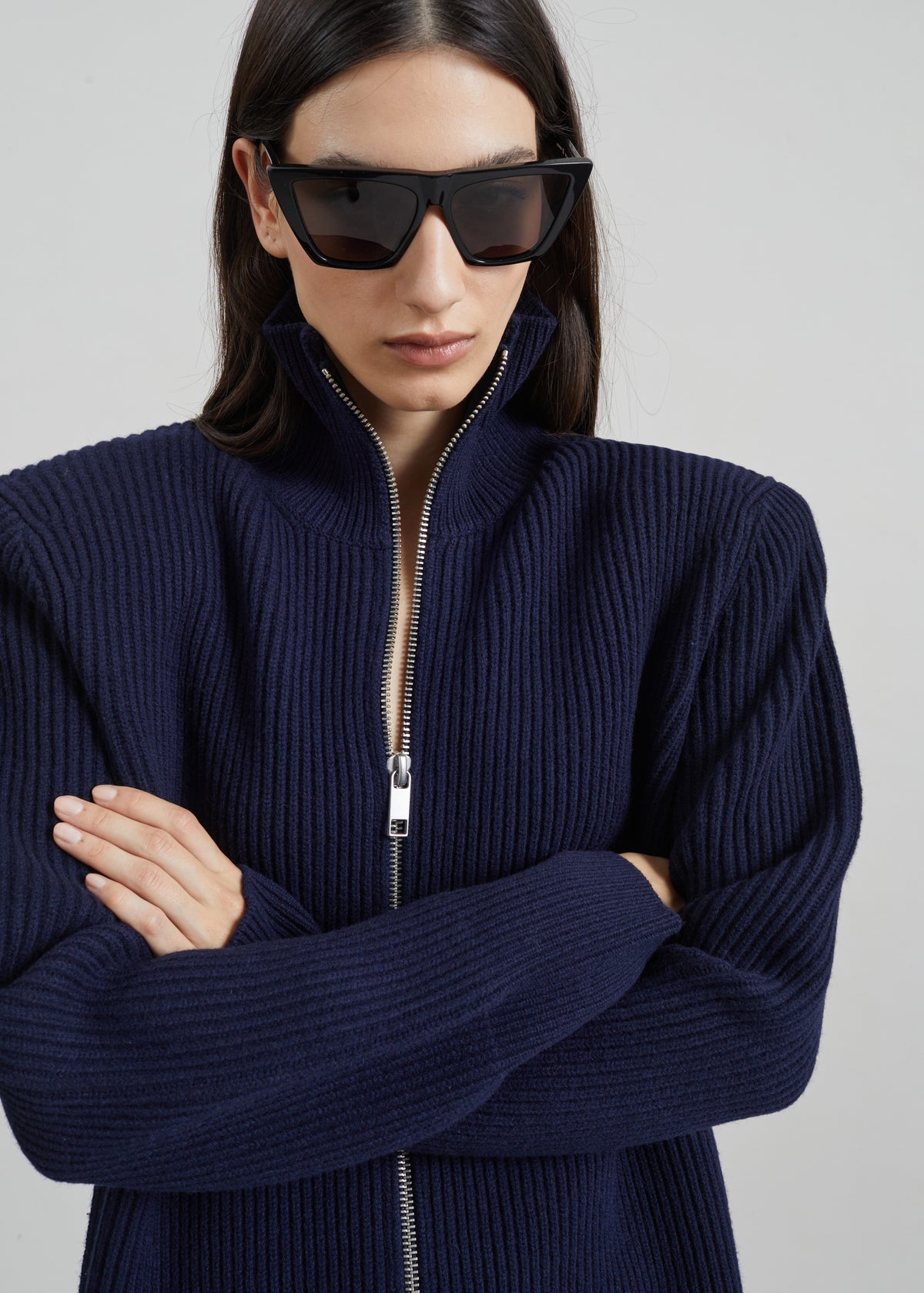 Nolia Knit Long Cardigan Dress - Navy
