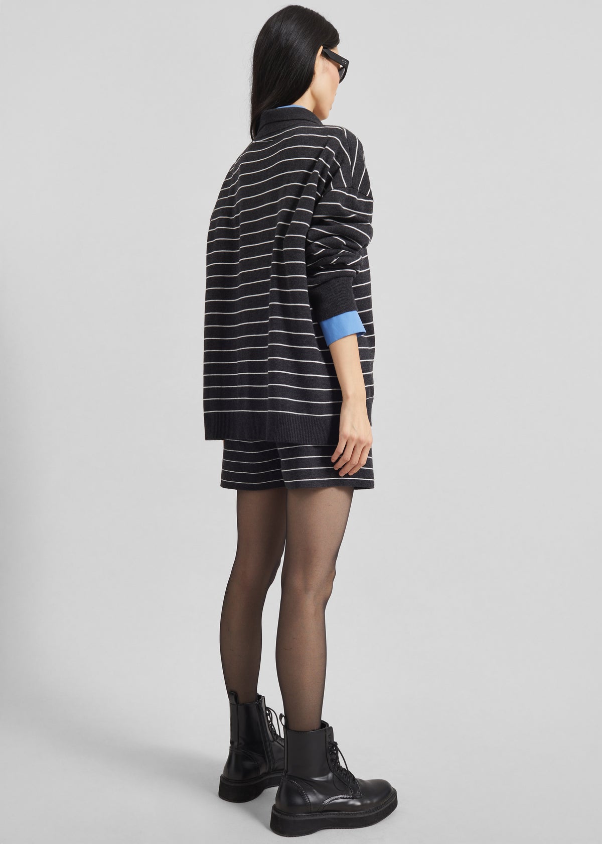 Nolma Knit Shorts - Grey/White Stripe - 7