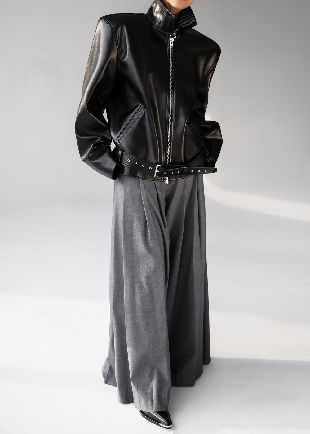 Norbury Faux Leather Jacket - Black - 1